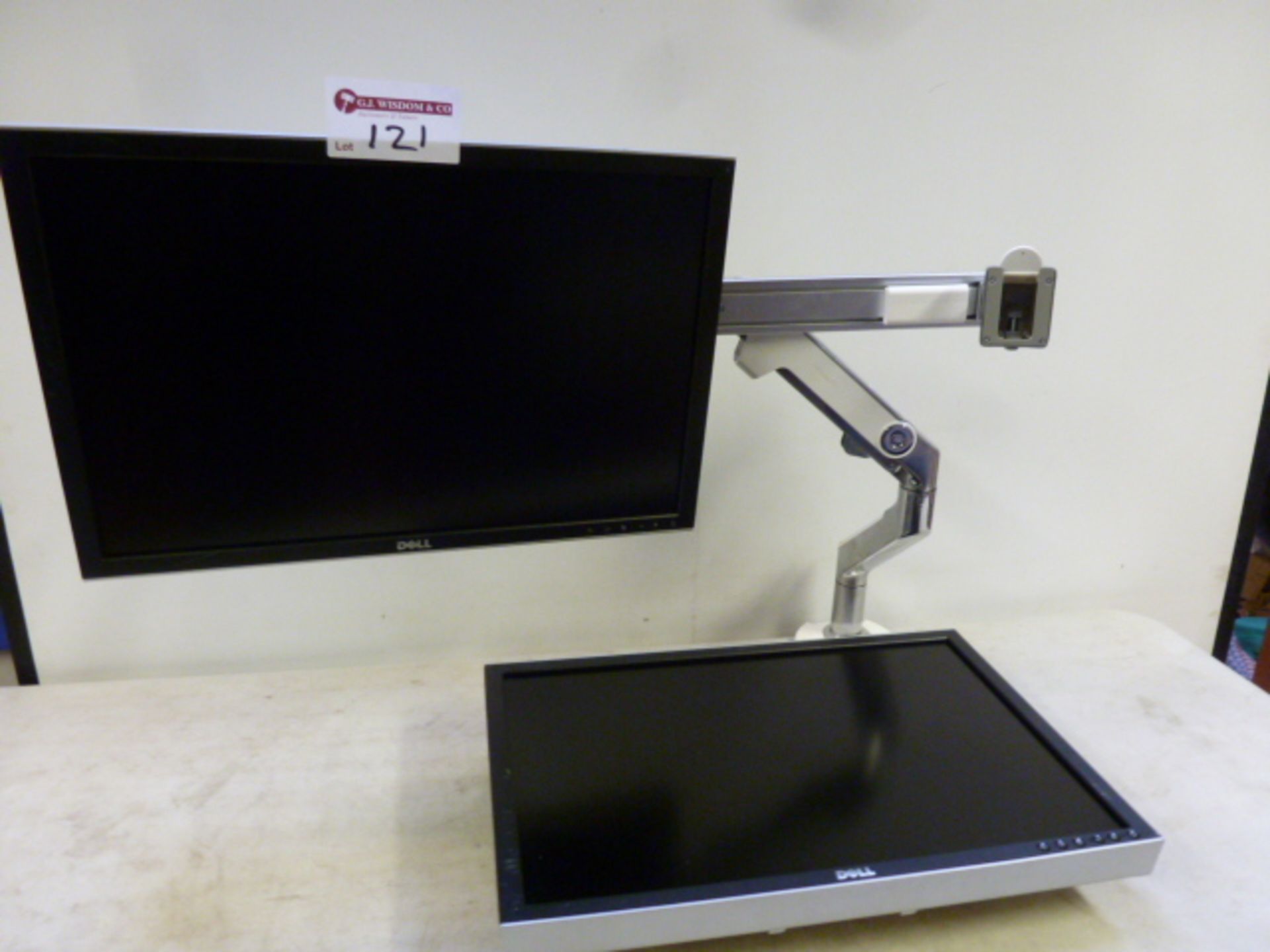 2 x Dell 24" Widescreen Monitors Model 2408WFPb on Humanscale Double Screen,