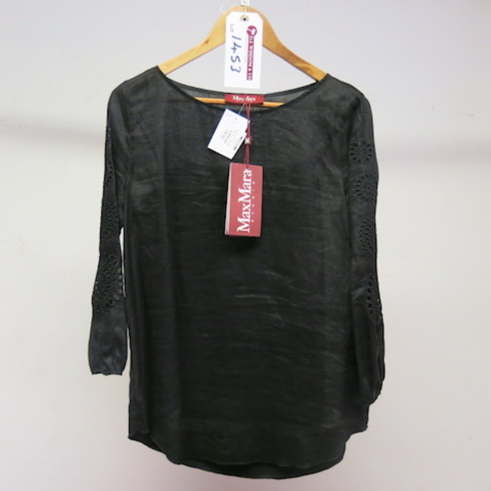 Maxmara Black Embrodied Sleeve Top, Size Small, RRP £209.00