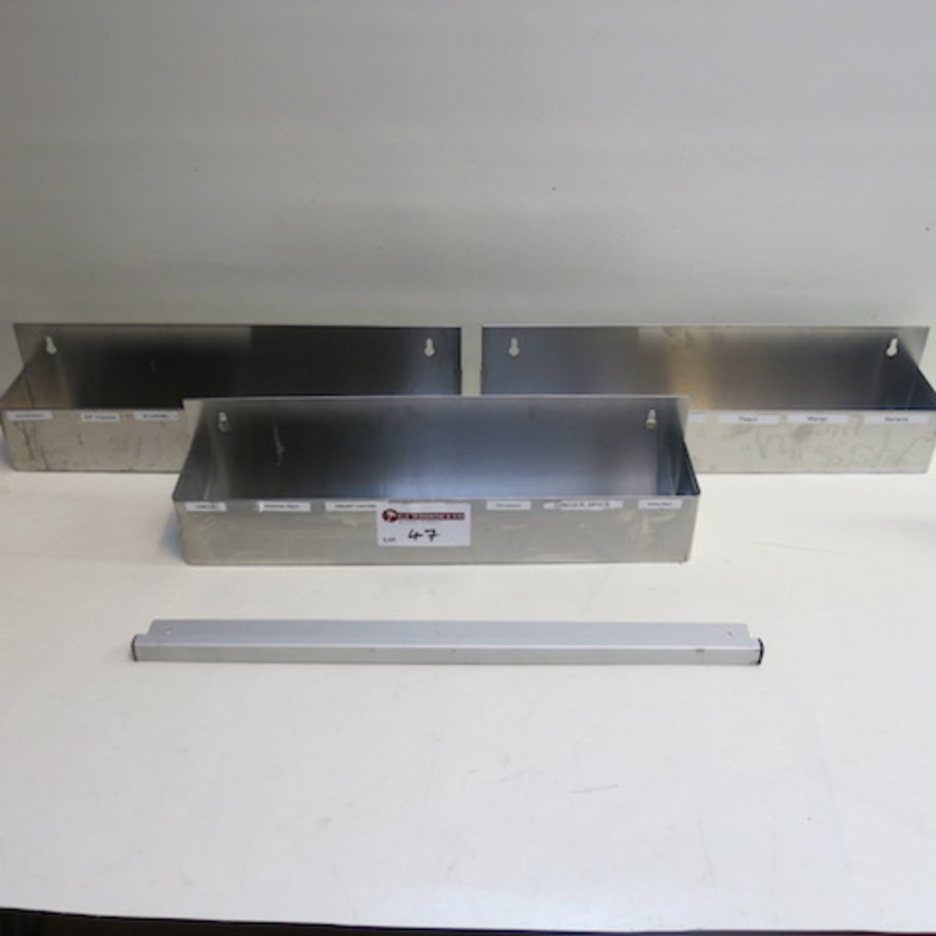 3 x Stainless Steel Wall Mounted Trays & 1 x Stainless Steel Order Holder