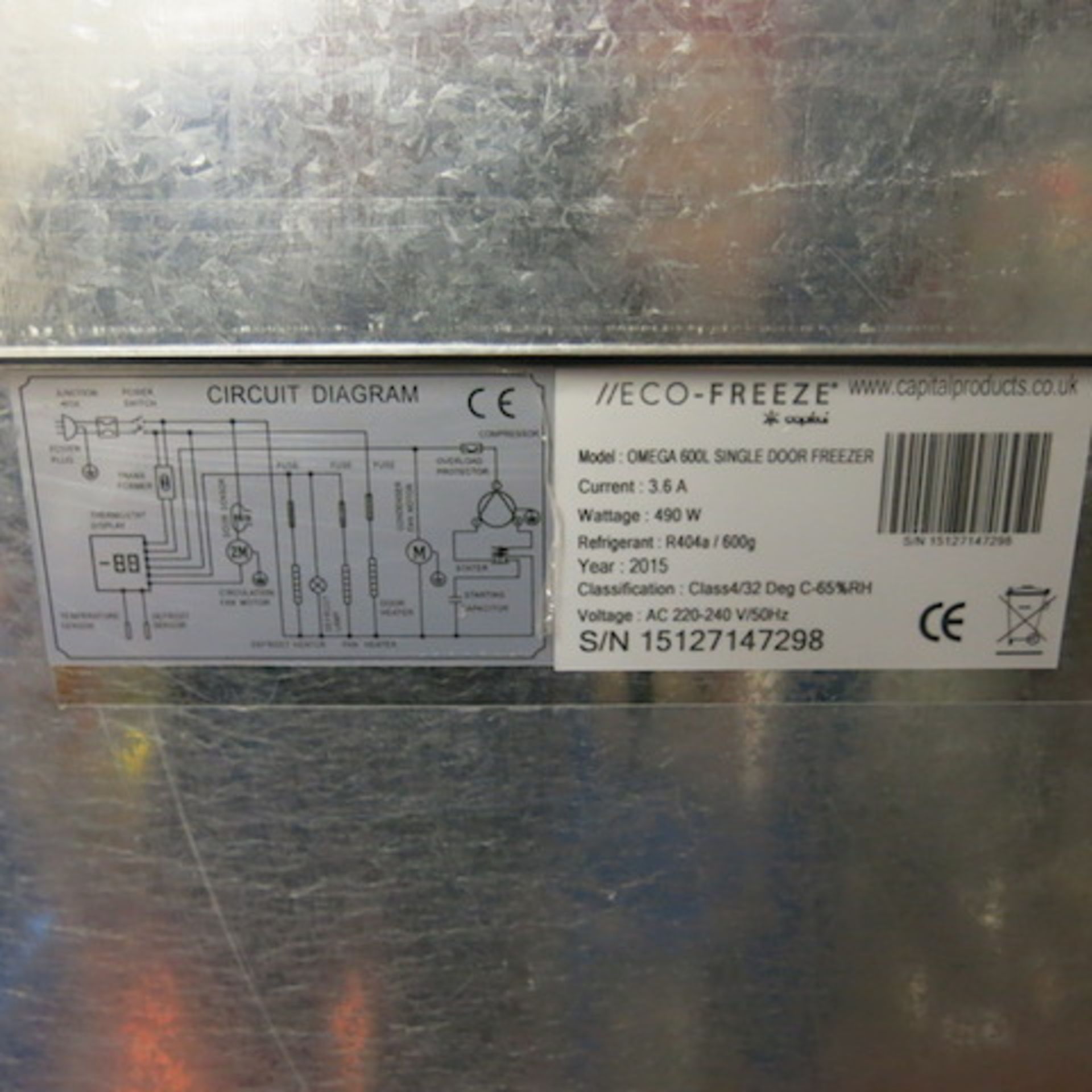 Capital Eco-Freeze Stainless Steel Single Door Upright Freezer, Model Omega 600l. Size (H)200 x (D) - Image 6 of 6