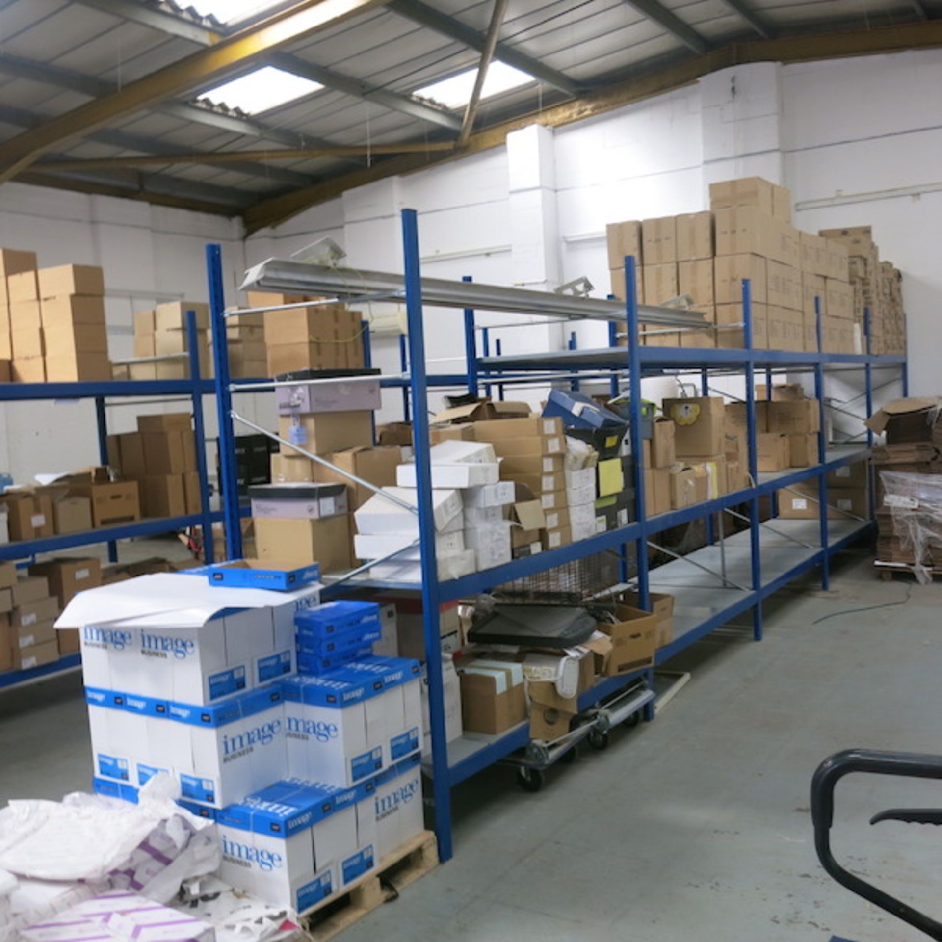 11 Bays of Racking with Metal Shelves to Include: 14 x 2.4m Uprights, 66 x 1.8m Beams & 192 x 1m