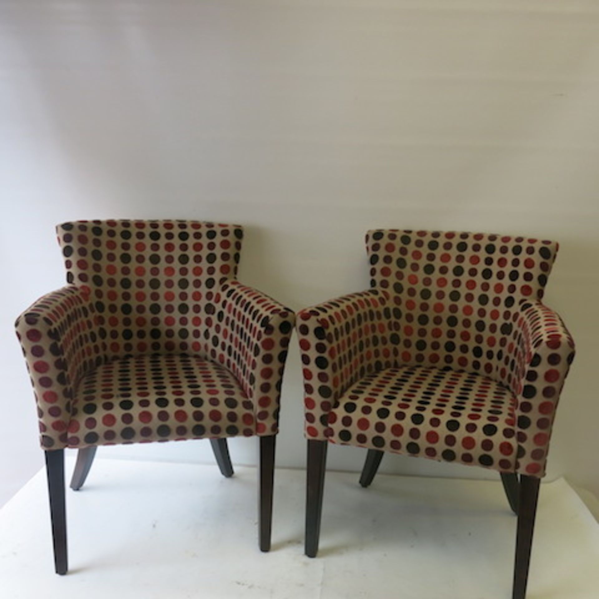 2 x Matching Armchairs with Crushed Velour Spot Pattern, Some light marks, but still in