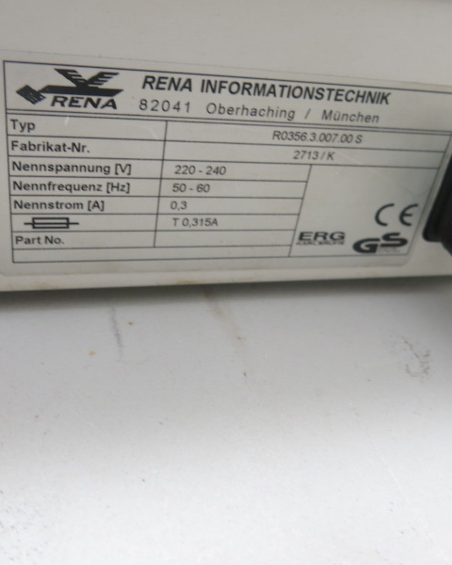 Rena Informationstechnik Variable Speed Conveyor Belt, Type RO356.3.007.00S, Machine Number 2713k, - Image 4 of 6