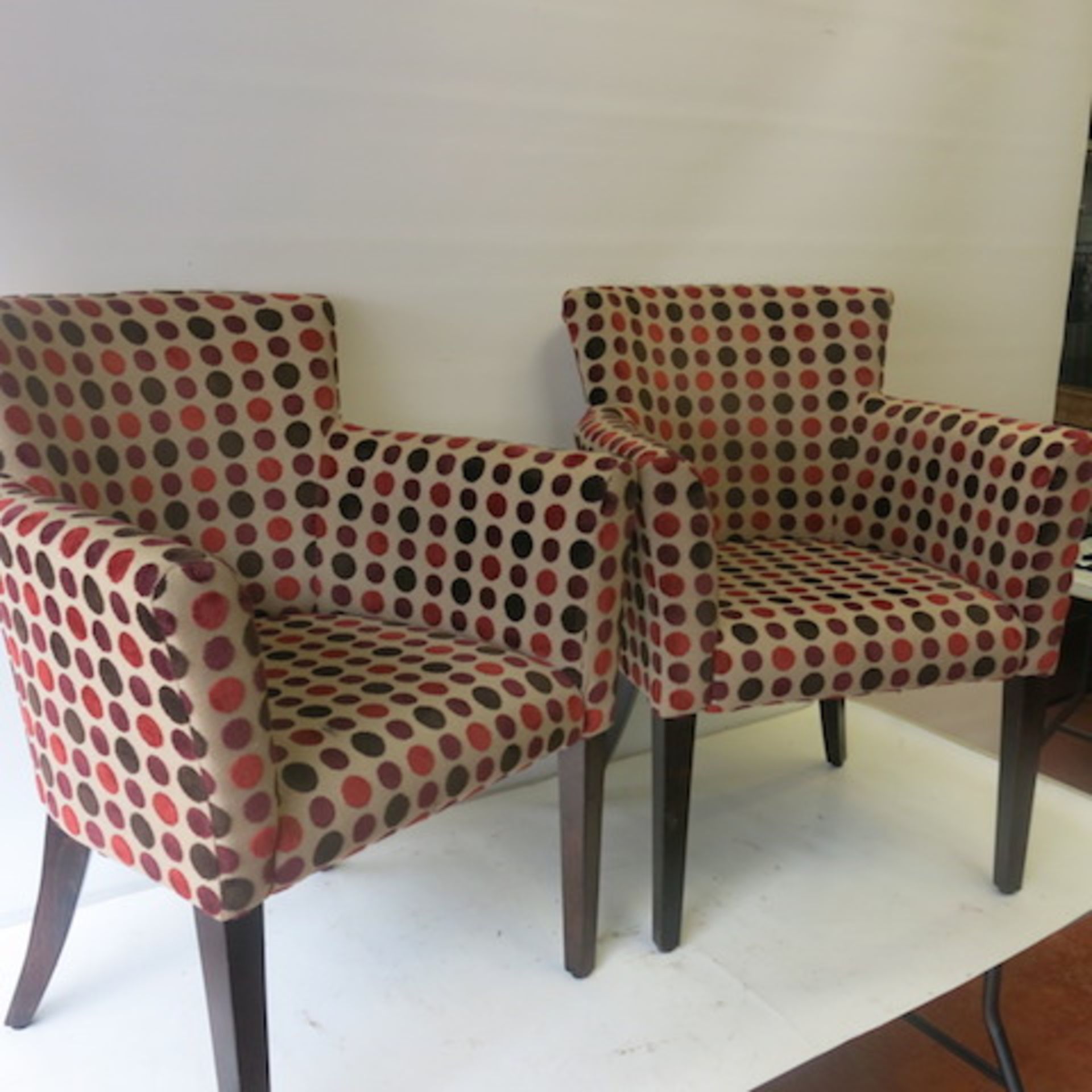 2 x Matching Armchairs with Crushed Velour Spot Pattern, Some light marks, but still in - Image 3 of 6