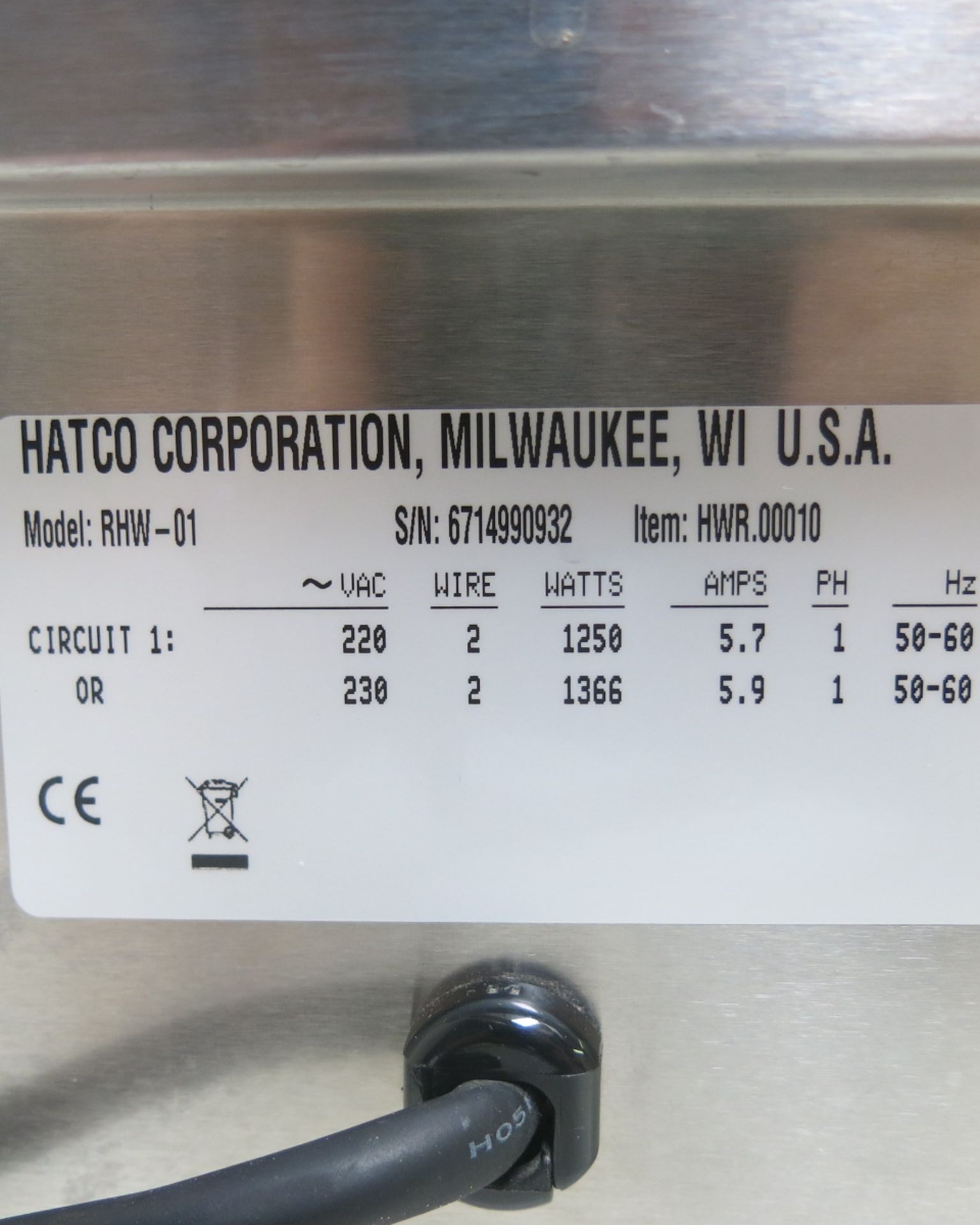 Hatco Heat Max Heated Well, Model RHW-01. Comes with Pot, Lid, Ladle & Instruction Manual. - Image 5 of 5