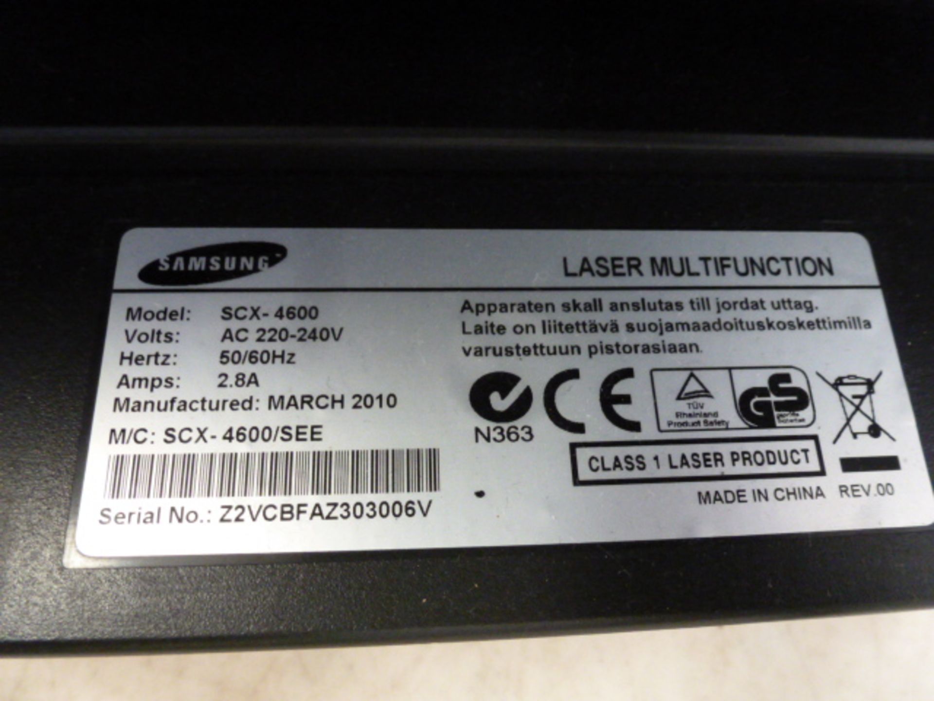 Samsung Mono Laser Printer, Model SCX-4600 - Image 3 of 3