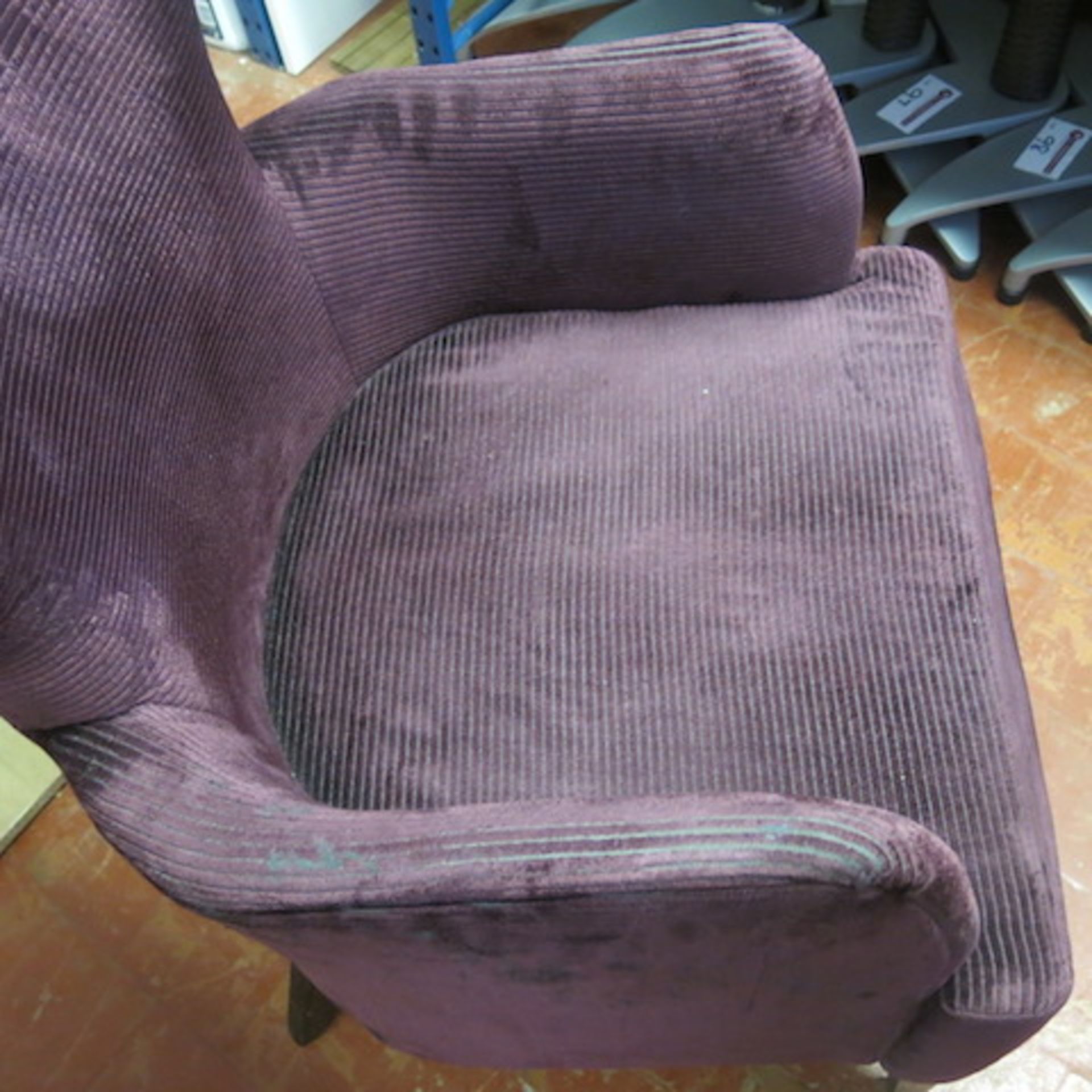 2 x Matching Crushed Velour Armchairs with Assorted Colour Striped Pattern and Plain Seat, Appears - Image 5 of 6