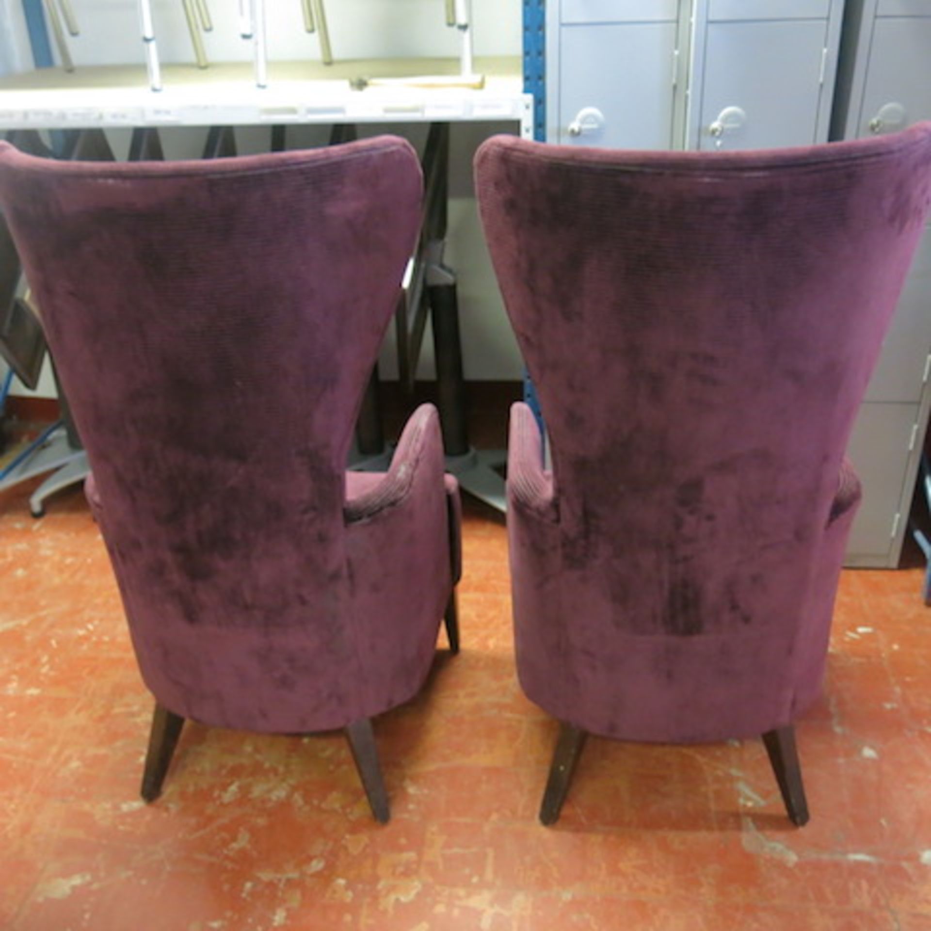 2 x Matching Crushed Velour Armchairs with Assorted Colour Striped Pattern and Plain Seat, Appears - Image 4 of 6