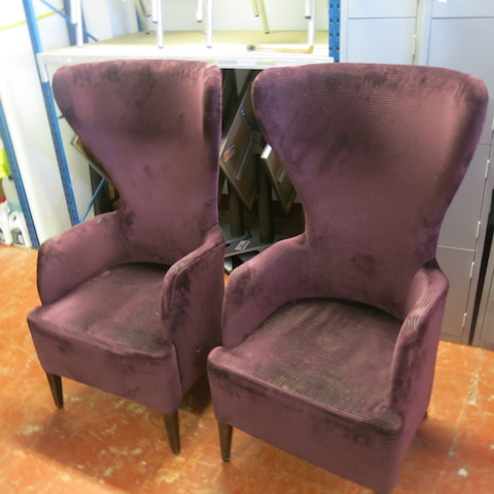 2 x Matching Crushed Velour Armchairs with Assorted Colour Striped Pattern and Plain Seat, Appears - Image 2 of 6