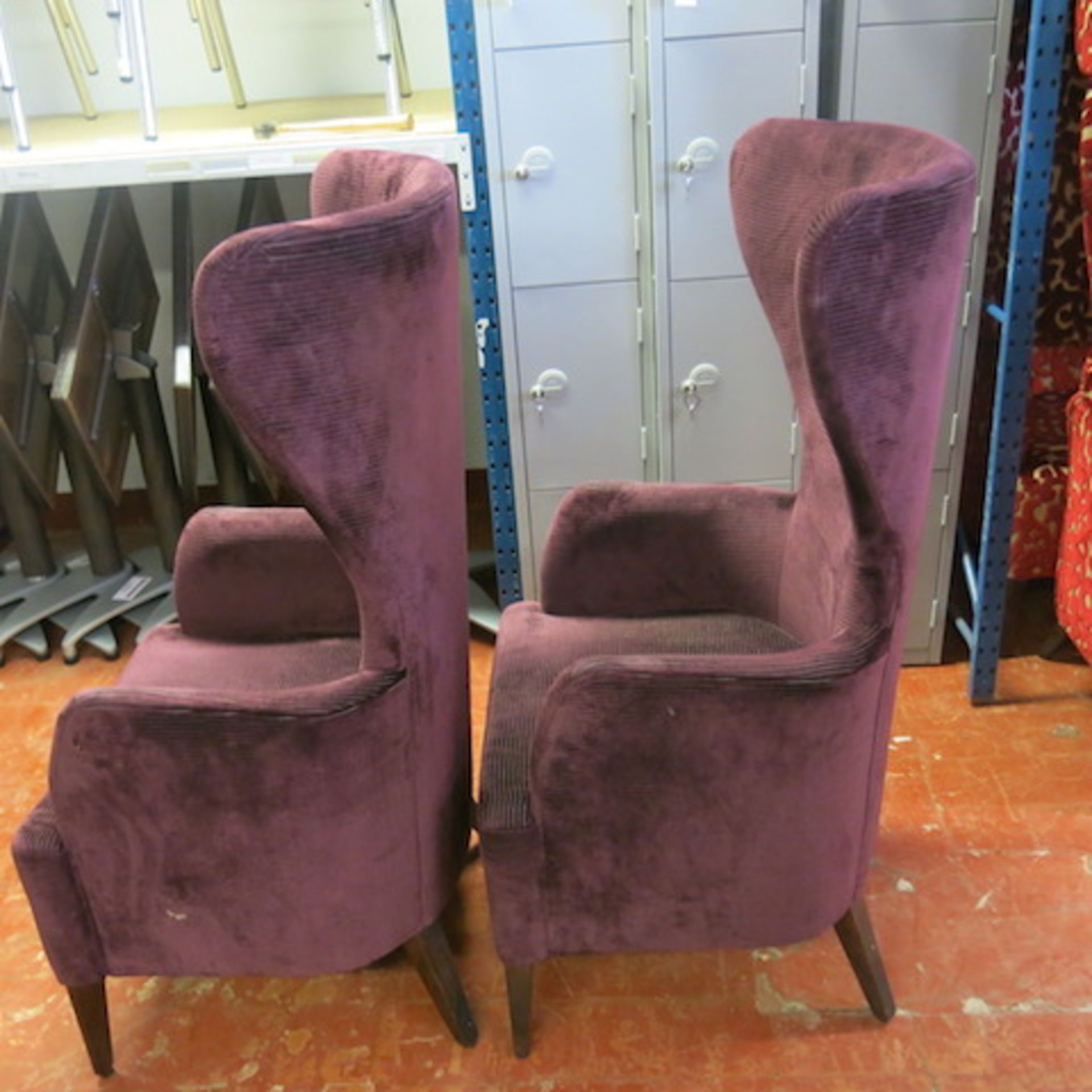 2 x Matching Crushed Velour Armchairs with Assorted Colour Striped Pattern and Plain Seat, Appears - Image 3 of 6