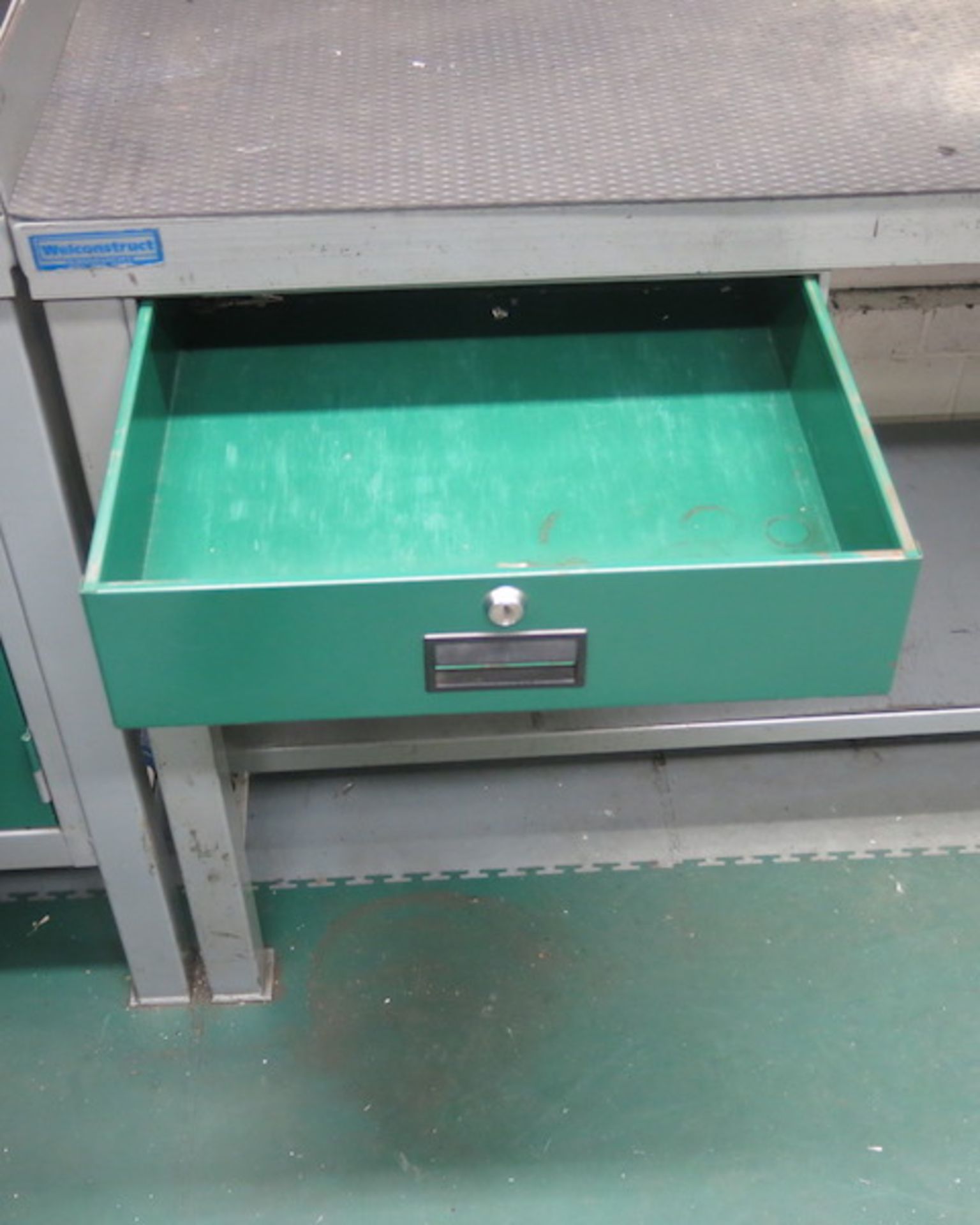 Welconstruct Metal Workbench with Lockable Drawer & Cupboard. Size 1.8m x 76cm with Shelf Under. - Image 3 of 5