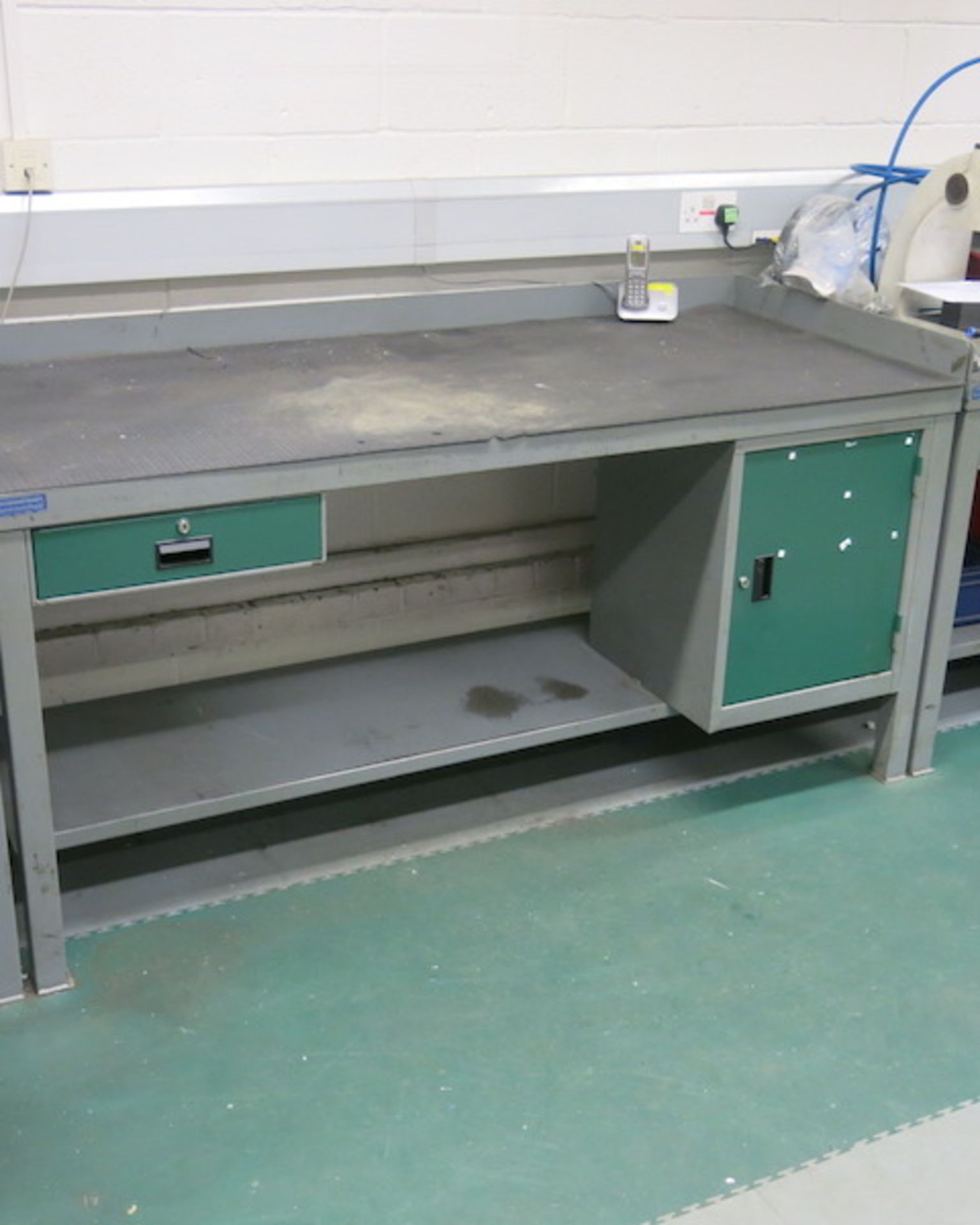 Welconstruct Metal Workbench with Lockable Drawer & Cupboard. Size 1.8m x 76cm with Shelf Under. - Image 2 of 5