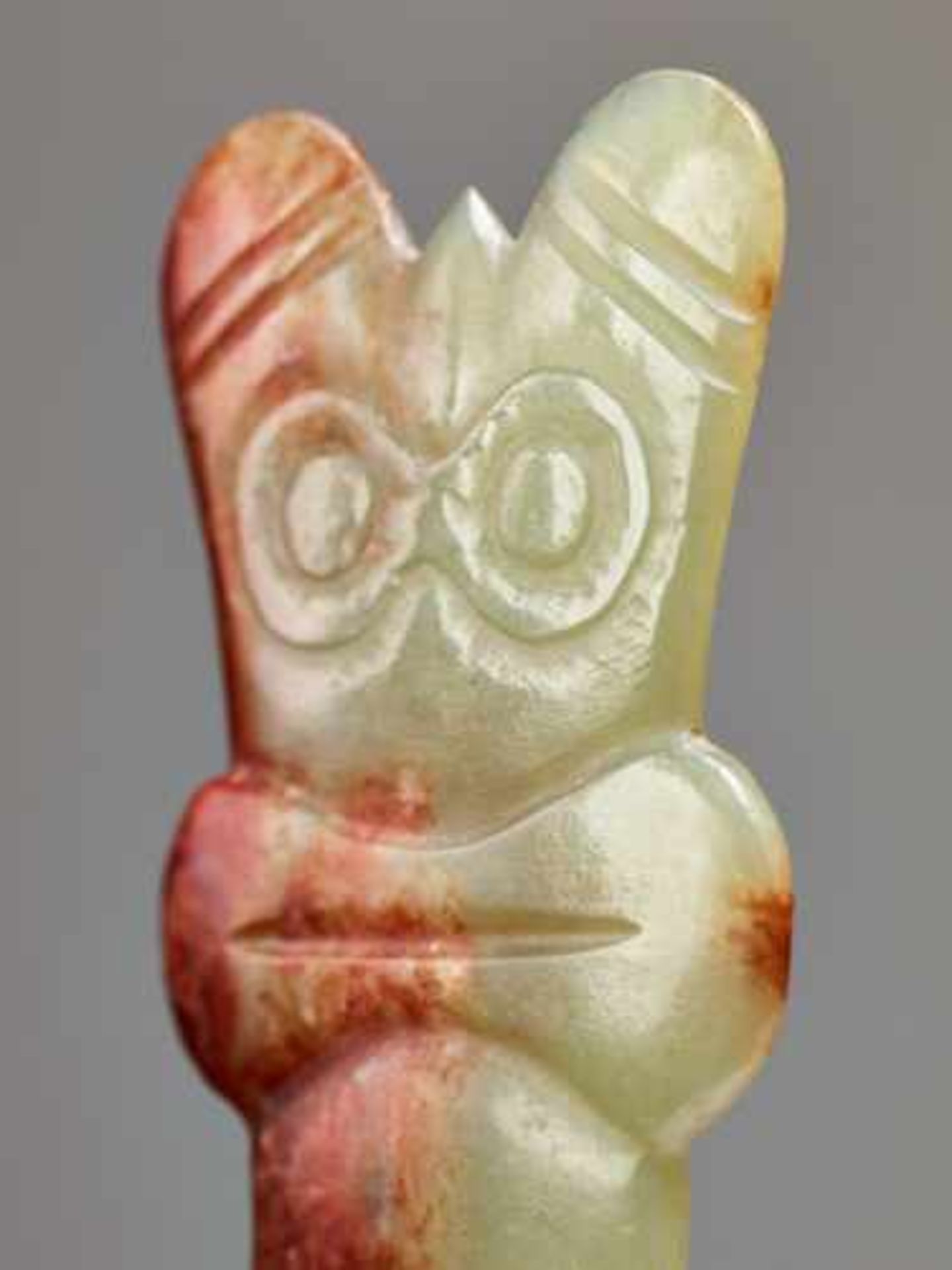 AN INTRIGUING Y-SHAPED JADE WITH MASK MOTIF Jade, China. Late Neolithic period, Hongshan culture, - Image 3 of 8