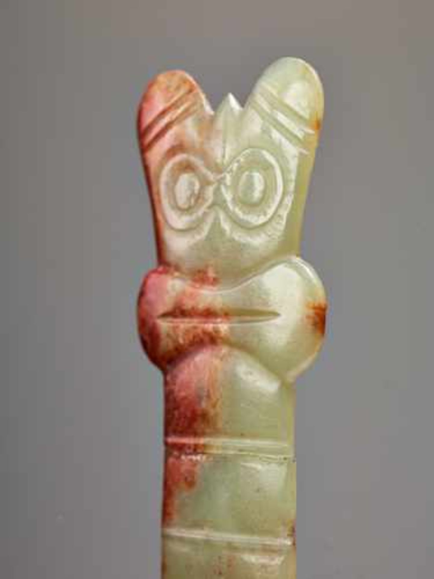 AN INTRIGUING Y-SHAPED JADE WITH MASK MOTIF Jade, China. Late Neolithic period, Hongshan culture, - Image 5 of 8