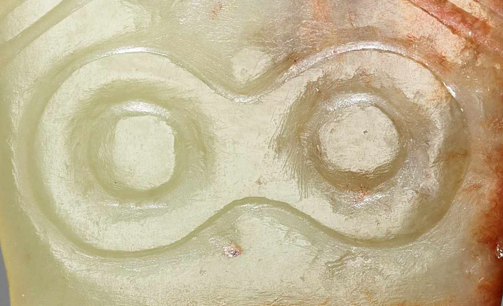 AN INTRIGUING Y-SHAPED JADE WITH MASK MOTIF Jade, China. Late Neolithic period, Hongshan culture, - Image 7 of 8