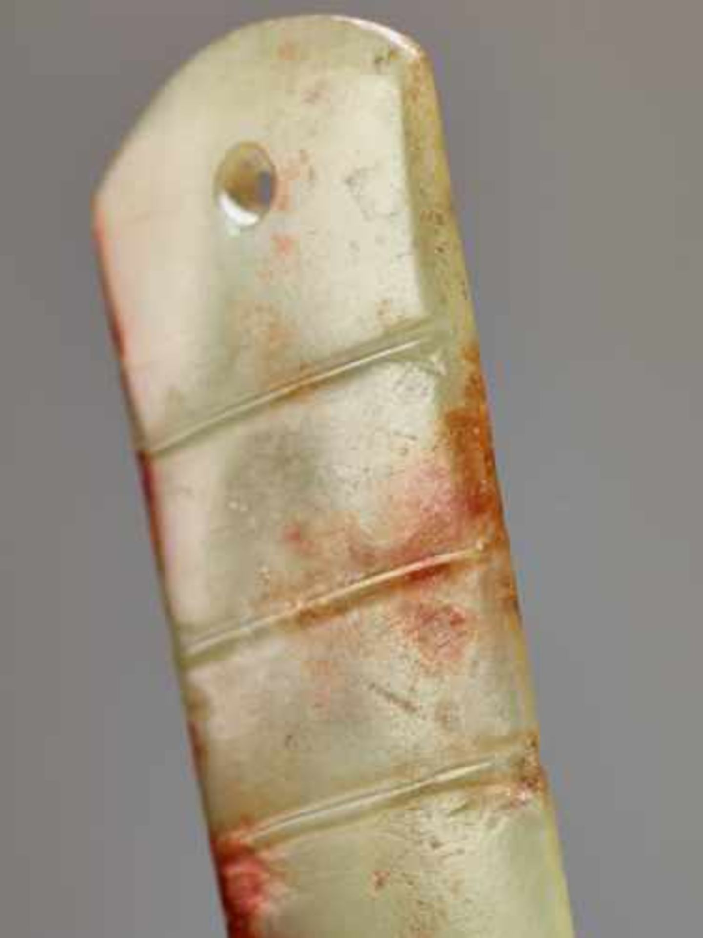 AN INTRIGUING Y-SHAPED JADE WITH MASK MOTIF Jade, China. Late Neolithic period, Hongshan culture, - Image 4 of 8