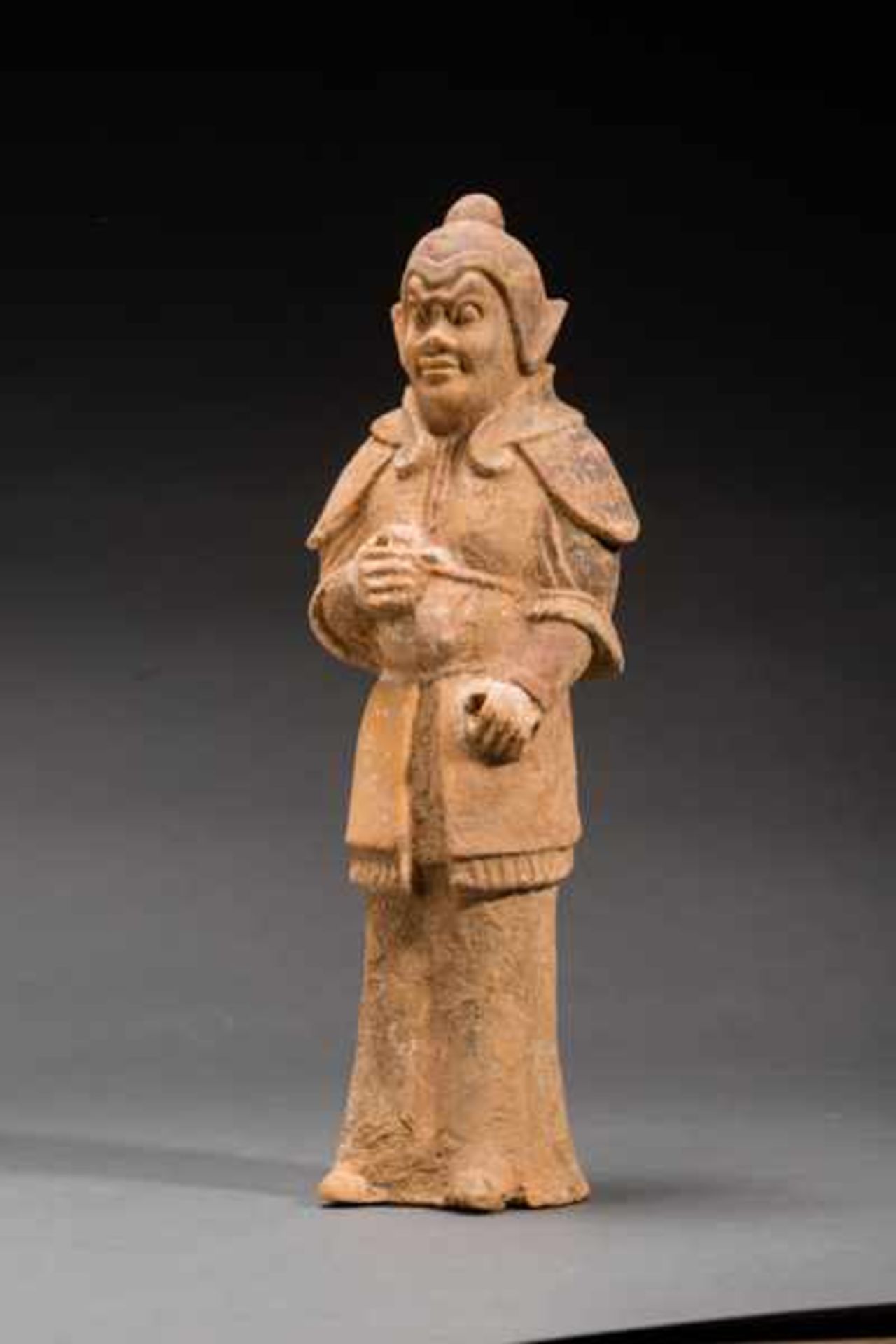 STANDING TOMB GUARDIAN (ZHENMUSHEN) Terracotta with remnants of original painting. China, Sui - Image 3 of 7