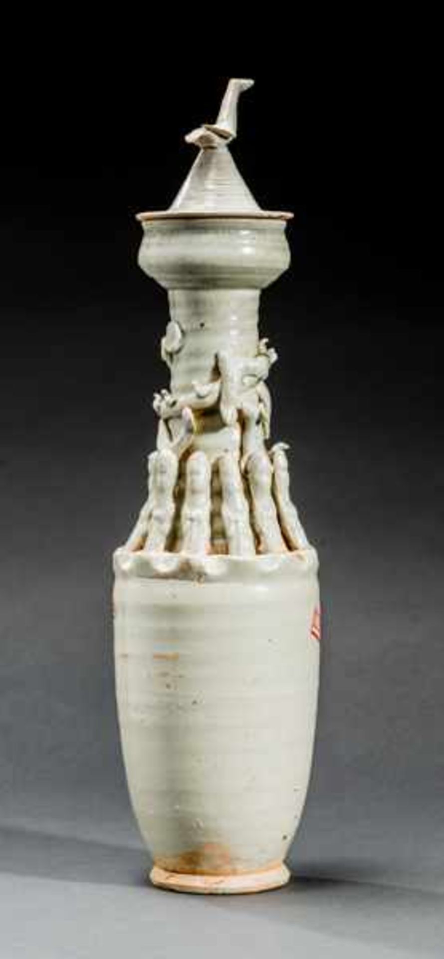 TALL BURIAL VASE Glazed ceramic. China, Song dynasty(12th/13th cent.)個墓葬瓶Burial vases of this kind - Image 3 of 6