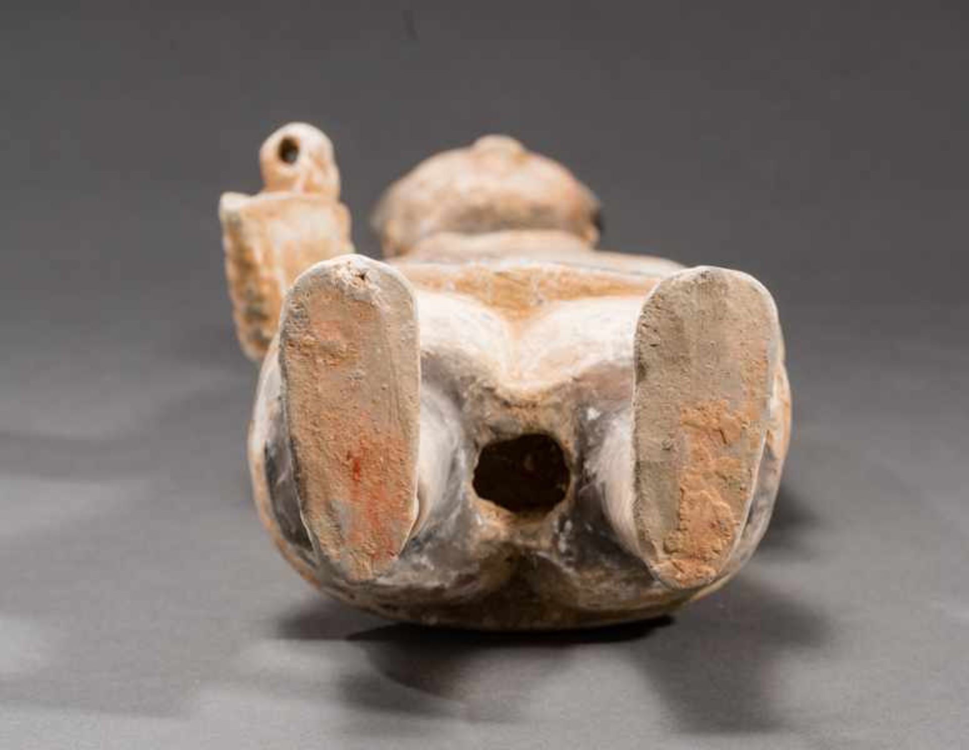 COURTLY FIGURINE Terracotta with remnants of original painting. China, Han dynasty, 2nd cent. BCE陶仆A - Image 7 of 7