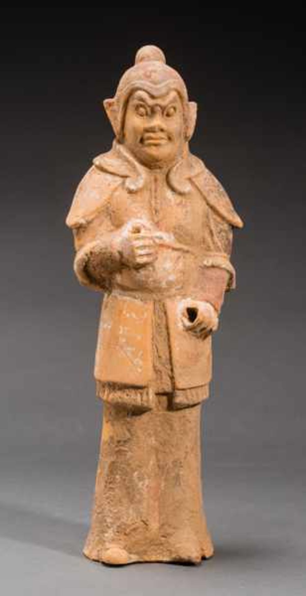 STANDING TOMB GUARDIAN (ZHENMUSHEN) Terracotta with remnants of original painting. China, Sui - Image 2 of 7