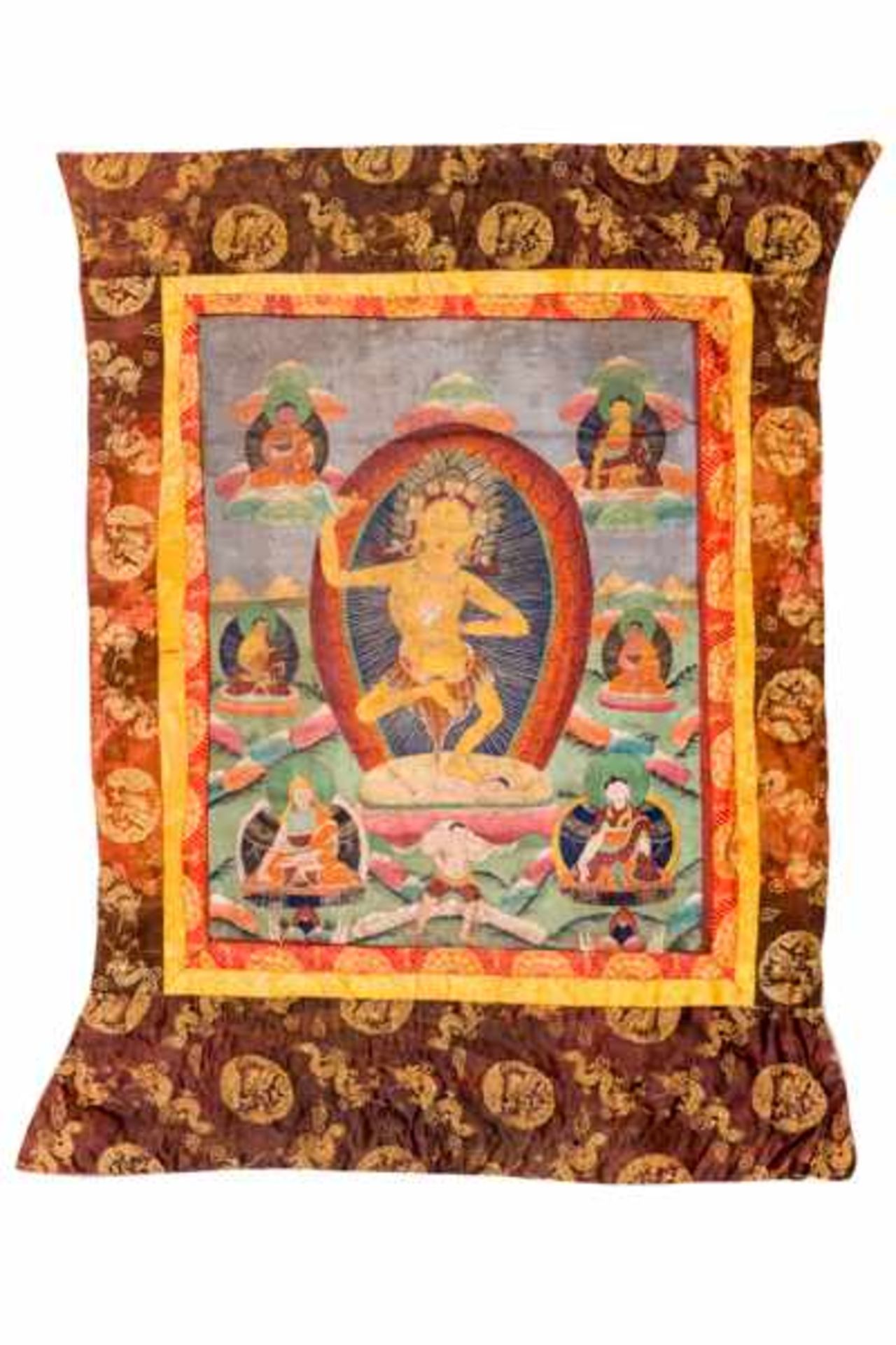 THE SARVABUDDHA DAKINI Colorful thangka painting on fabric. Tibet, 19th to early 20th cent.空行母This