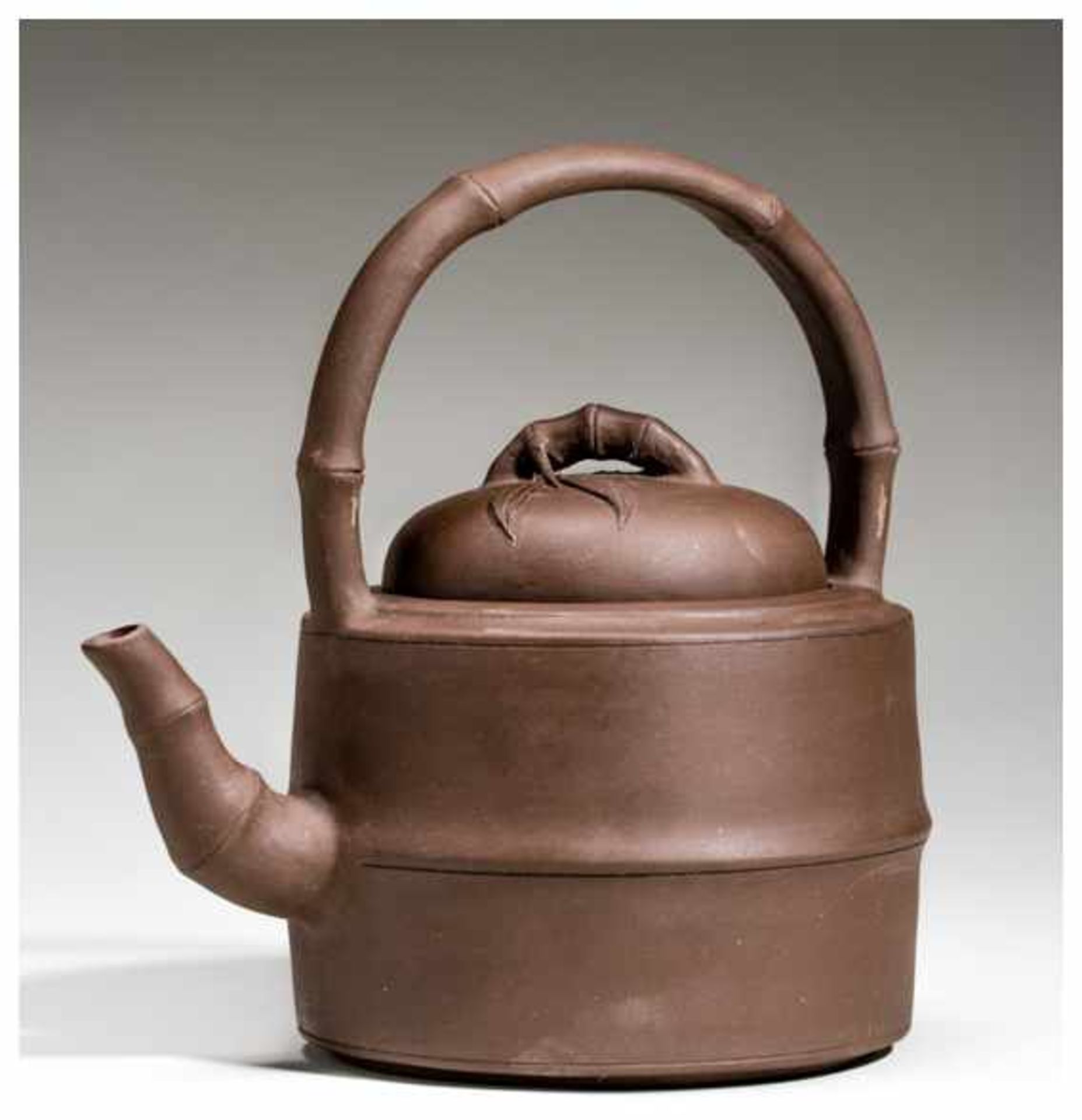 TEAPOT WITH BAMBOO Hard-fired ceramic. China, Typical, very precisely made, yixing ceramic. The