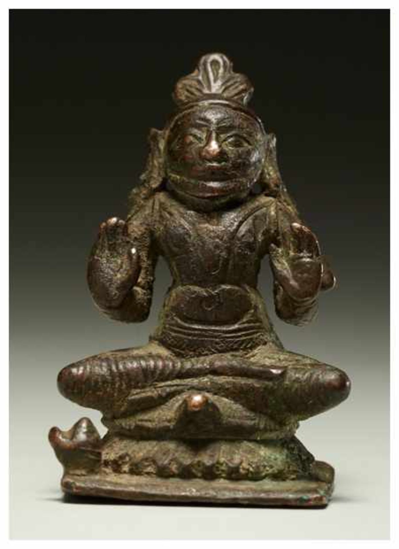 AN INDIAN BRONZE OF A DEITY ON TORTOISE Bronze. India, approx.18th centuryThe tortoise Kurma is - Image 2 of 6