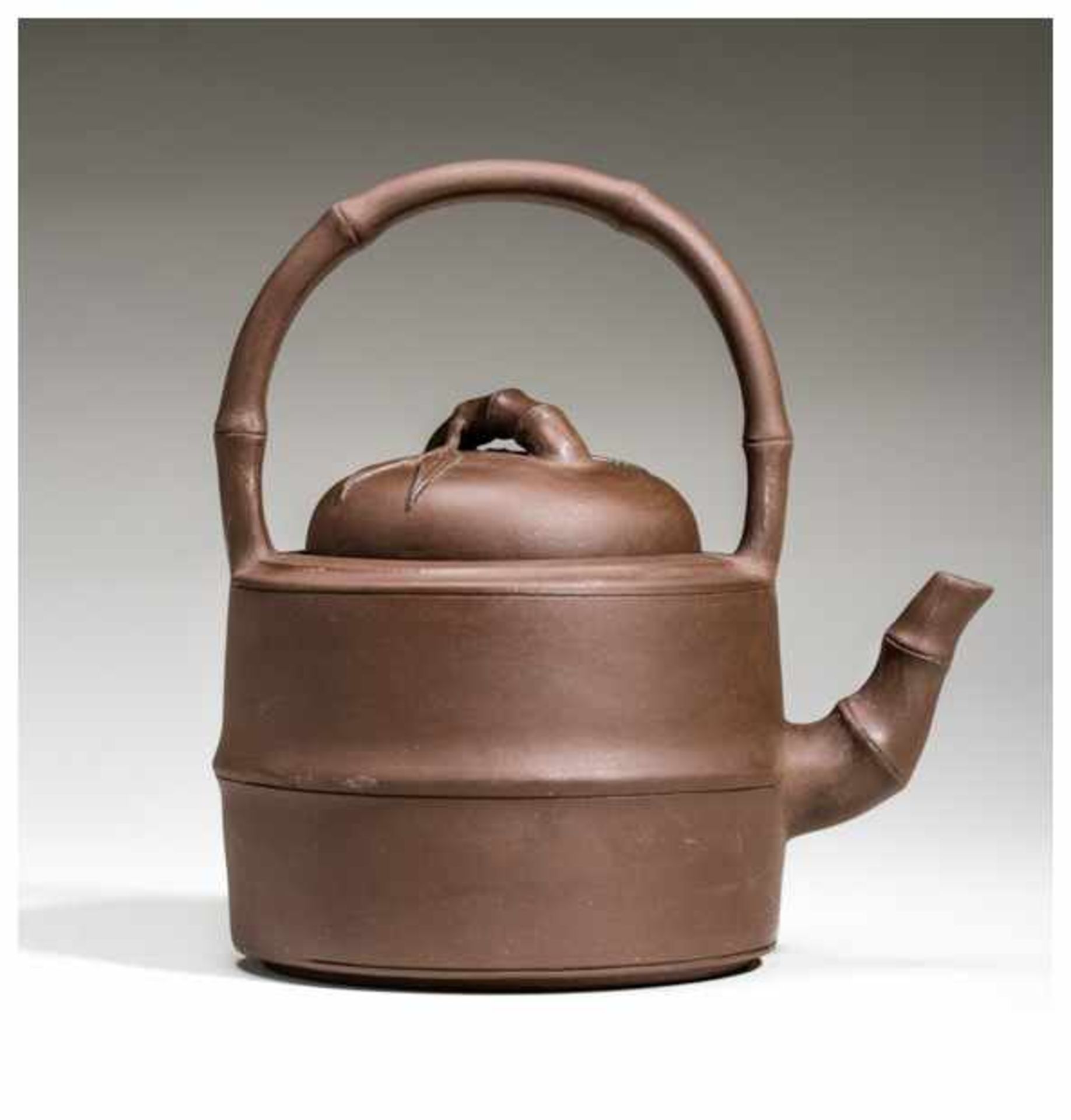TEAPOT WITH BAMBOO Hard-fired ceramic. China, Typical, very precisely made, yixing ceramic. The - Image 2 of 7
