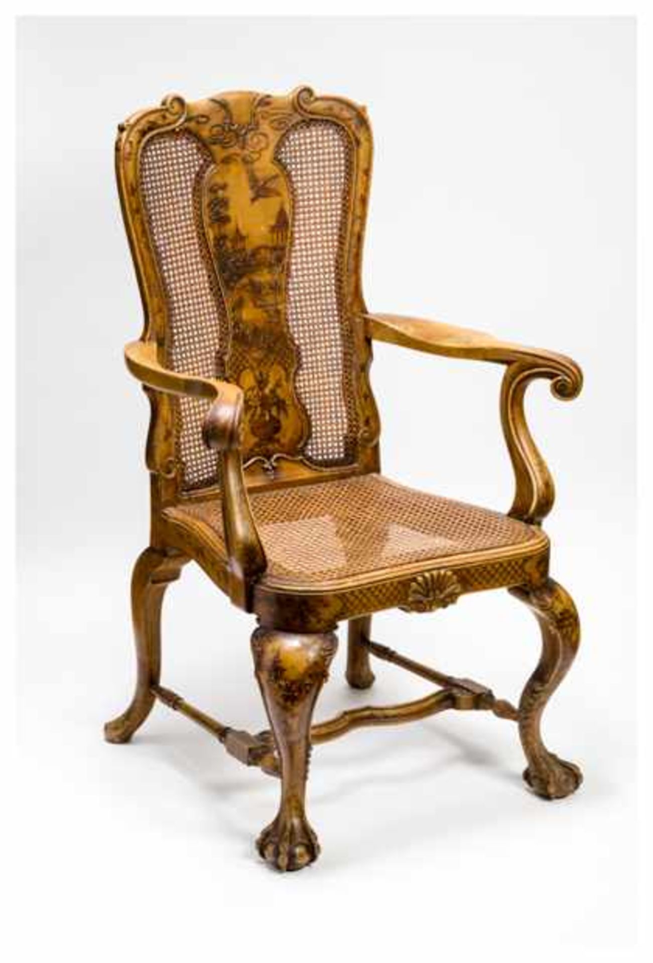 A CHINOISERIE ARMCHAIR Wood, lacquer and bamboo. China, 19th centuryAn elegant Chinoiserie