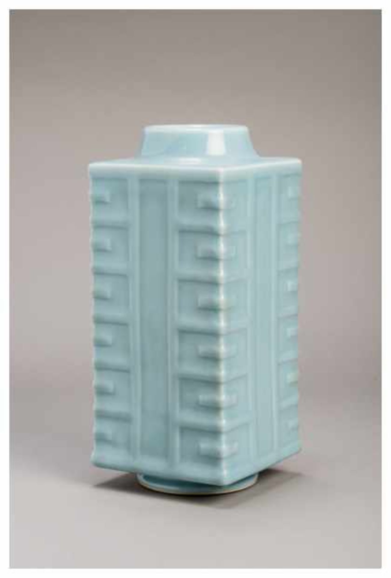 A CELADON GLAZED PORCELAIN CONG Porcelain. China, Guangxu period and likely of the periodA large