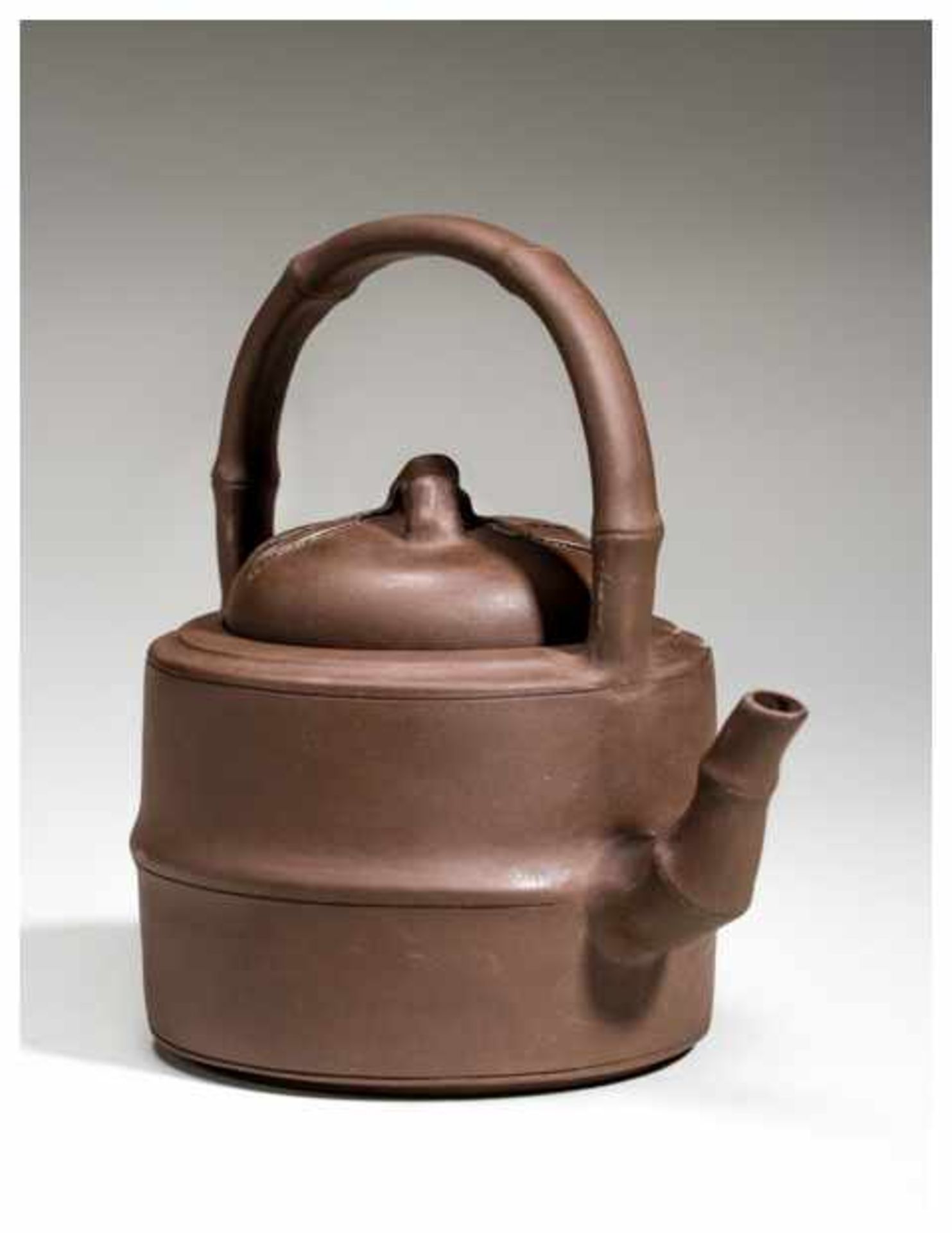 TEAPOT WITH BAMBOO Hard-fired ceramic. China, Typical, very precisely made, yixing ceramic. The - Image 3 of 7
