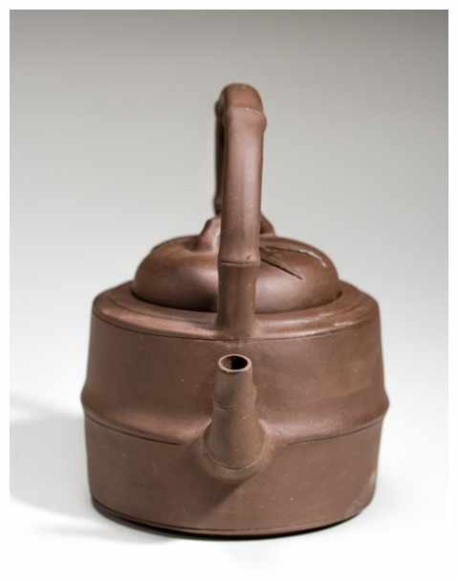 TEAPOT WITH BAMBOO Hard-fired ceramic. China, Typical, very precisely made, yixing ceramic. The - Image 4 of 7