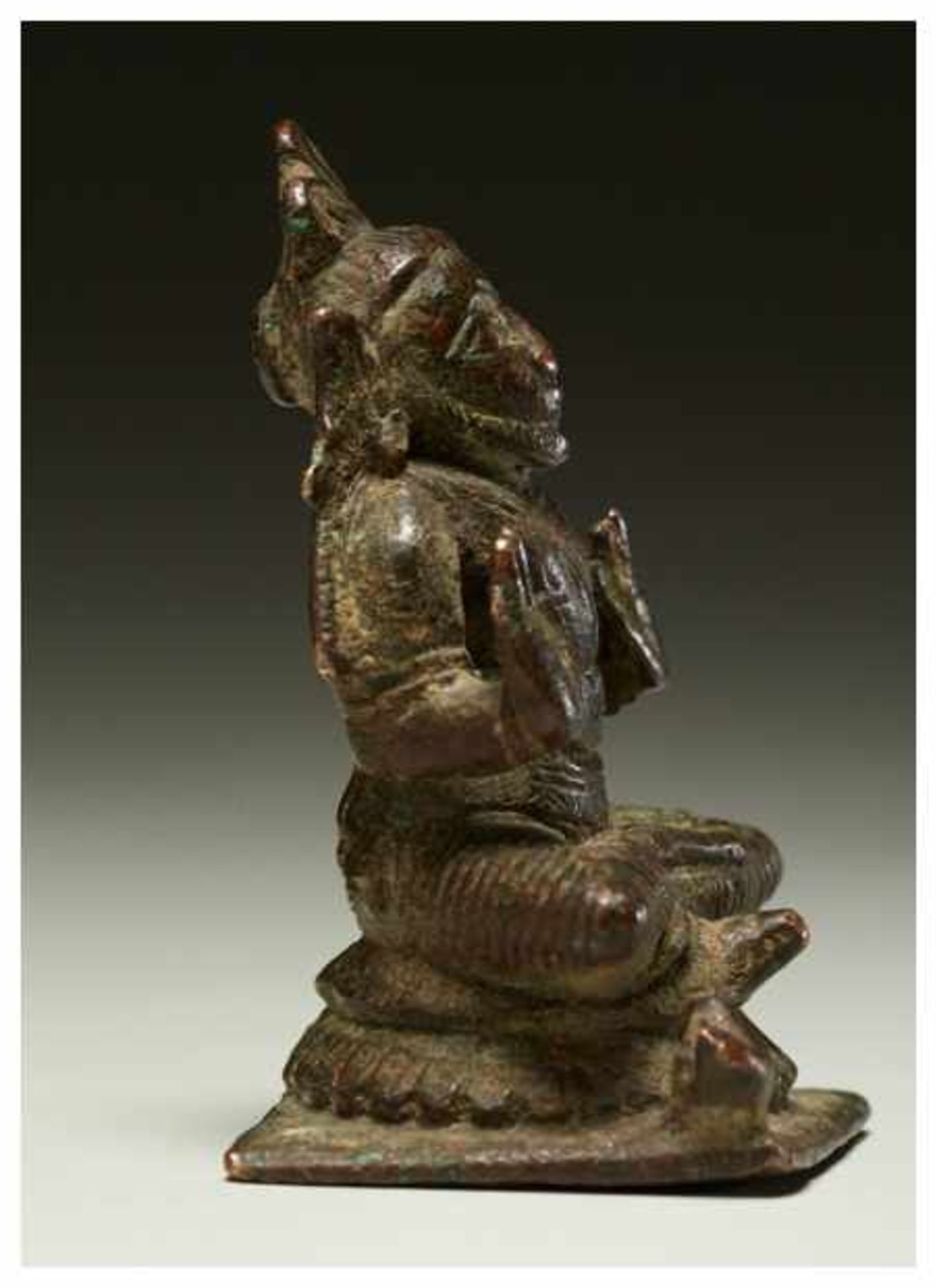 AN INDIAN BRONZE OF A DEITY ON TORTOISE Bronze. India, approx.18th centuryThe tortoise Kurma is - Image 4 of 6
