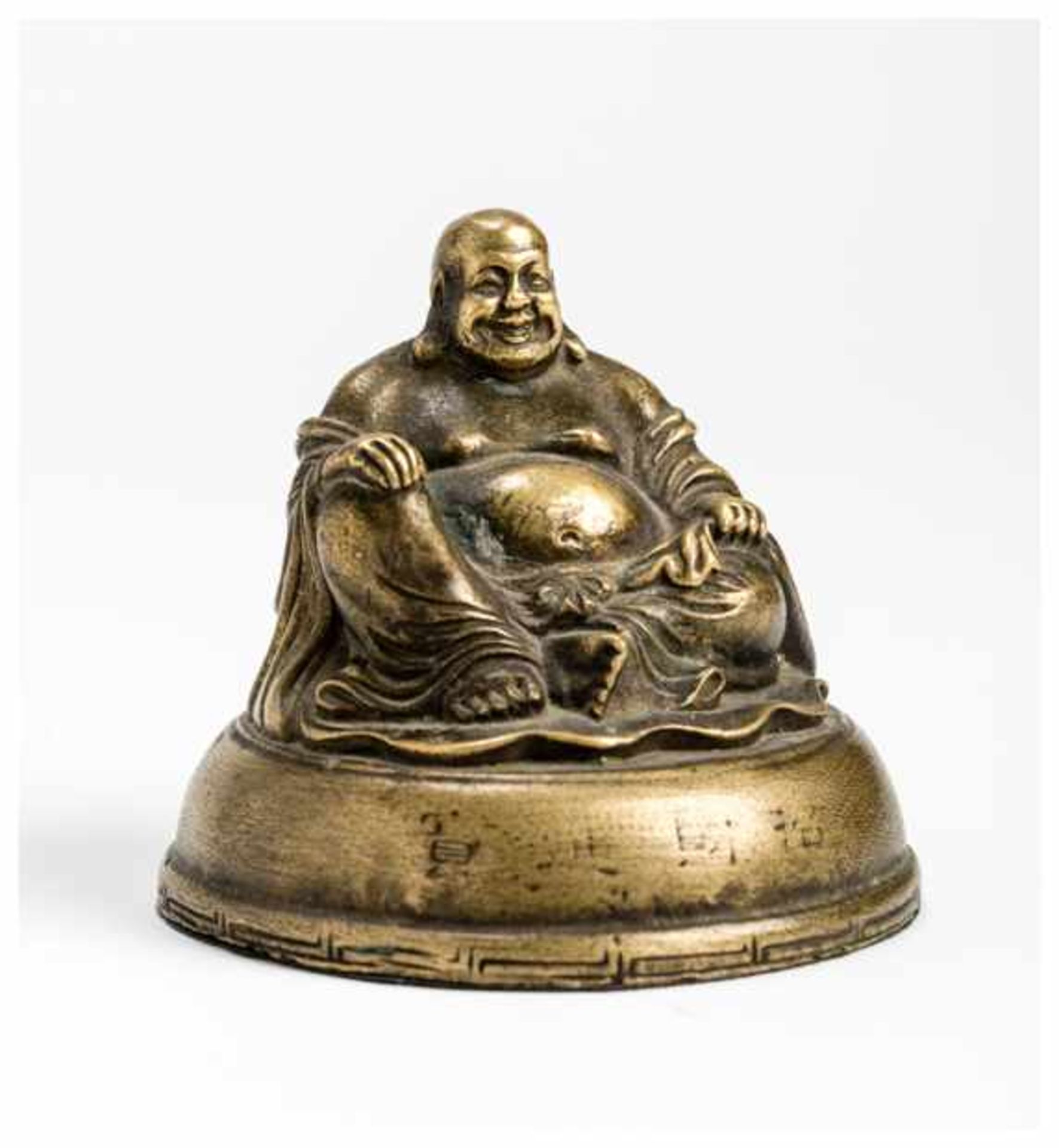 A BRONZE FIGURE OF BUDAI Bronze. China, Qing dynastyA bronze cast model the laughing god of luck