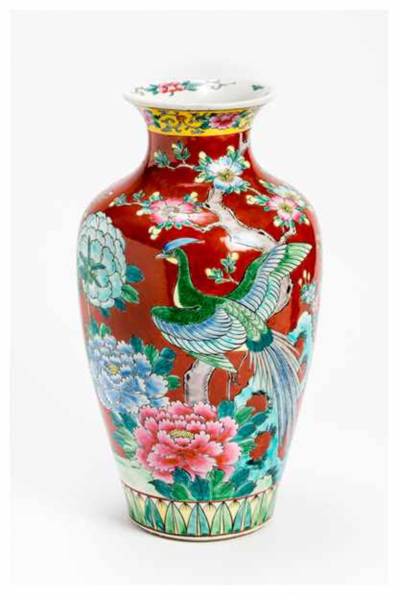 A POLYCHROME PORCELAIN VASE Porcelain. China, Republic periodA baluster shaped vase in an attractive