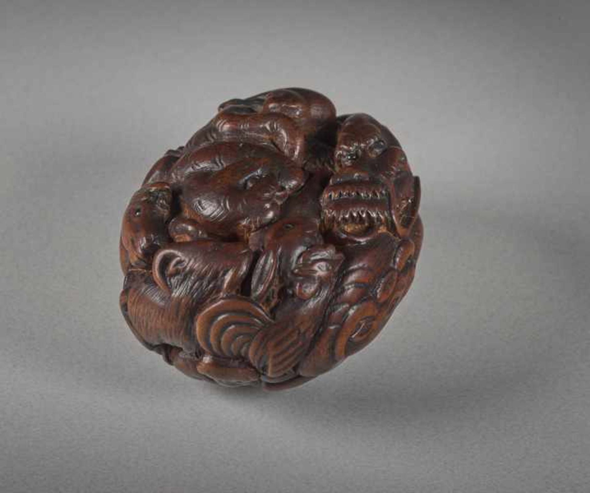 A WOOD NETSUKE BY MASAHIRO OF THE TWELVE ZODIAC ANIMALS Wood netsuke. Japan, 19th centuryA - Image 4 of 5