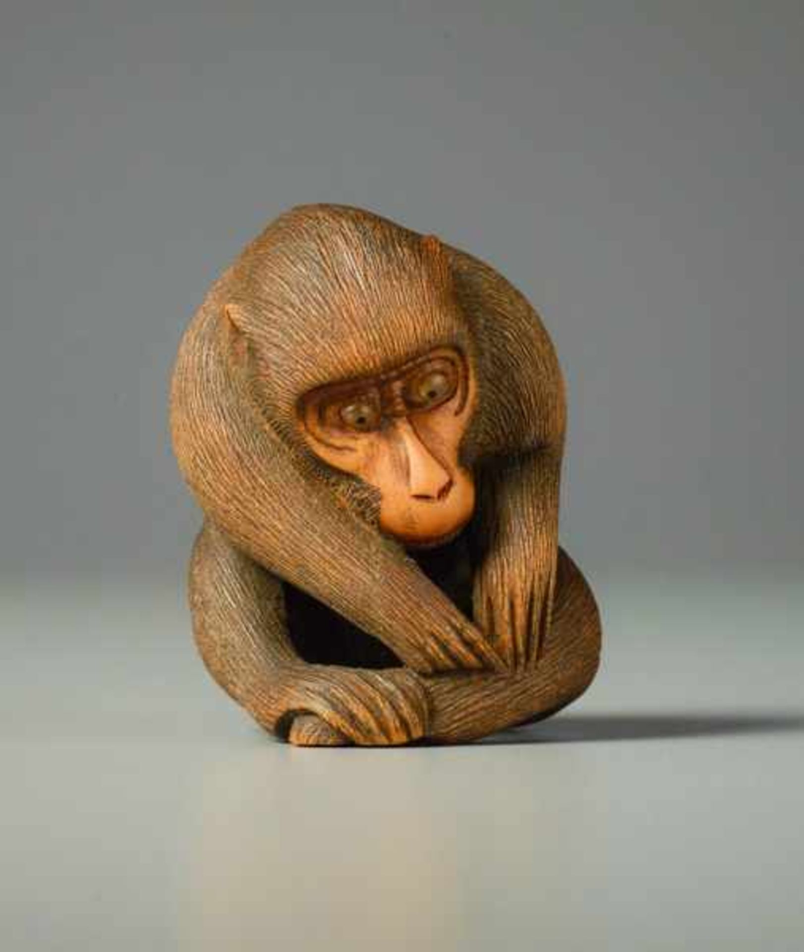 MONKEY BY KOICHI Wood netsuke. Japan, 19th centuryIn this masterfully crafted netsuke, the - Image 4 of 5