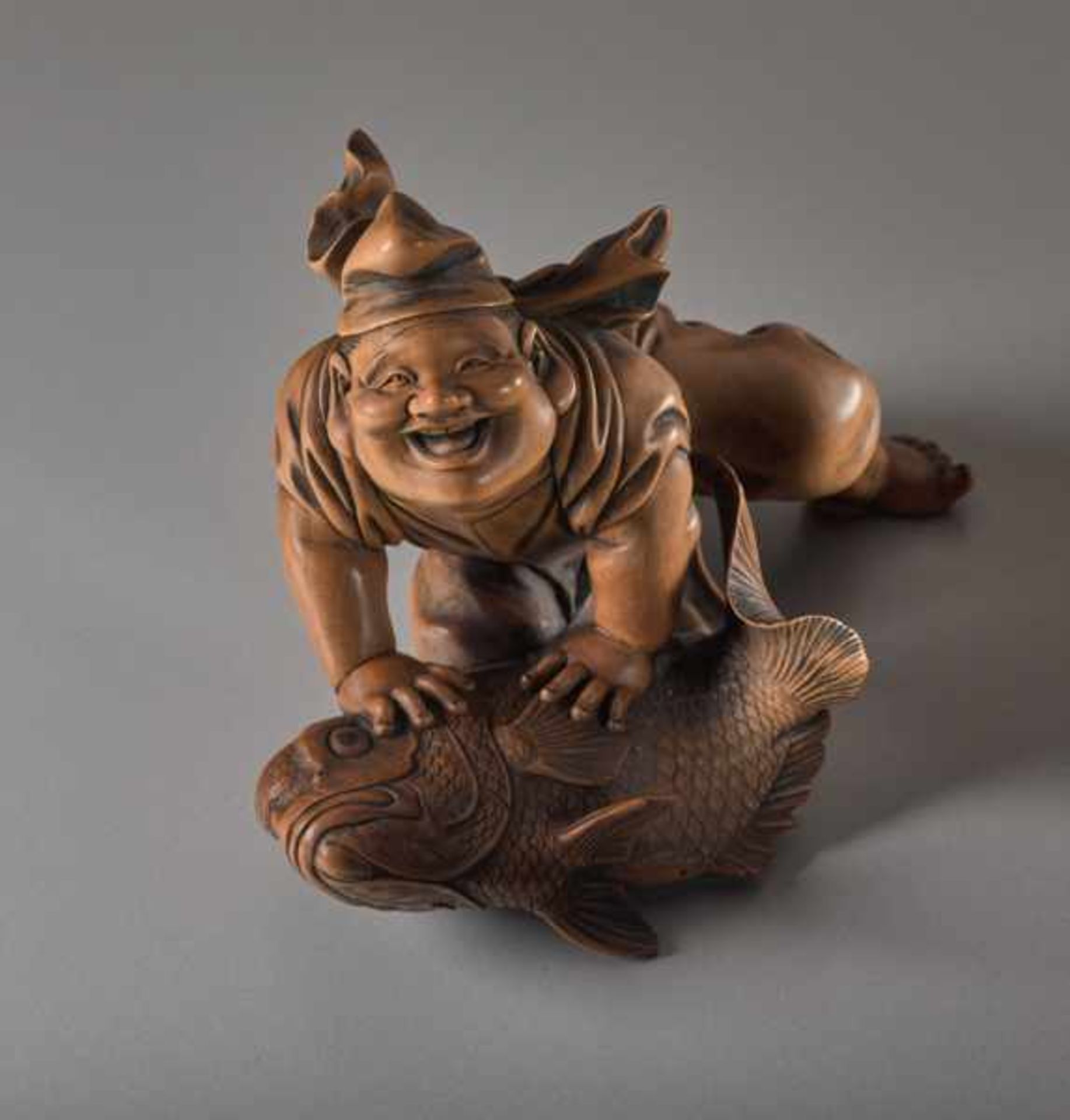 A WOOD OKIMONO BY ROKKO OF EBISU Wood okimono. Japan, Meiji periodAn excellently crafted, humorous - Image 6 of 8