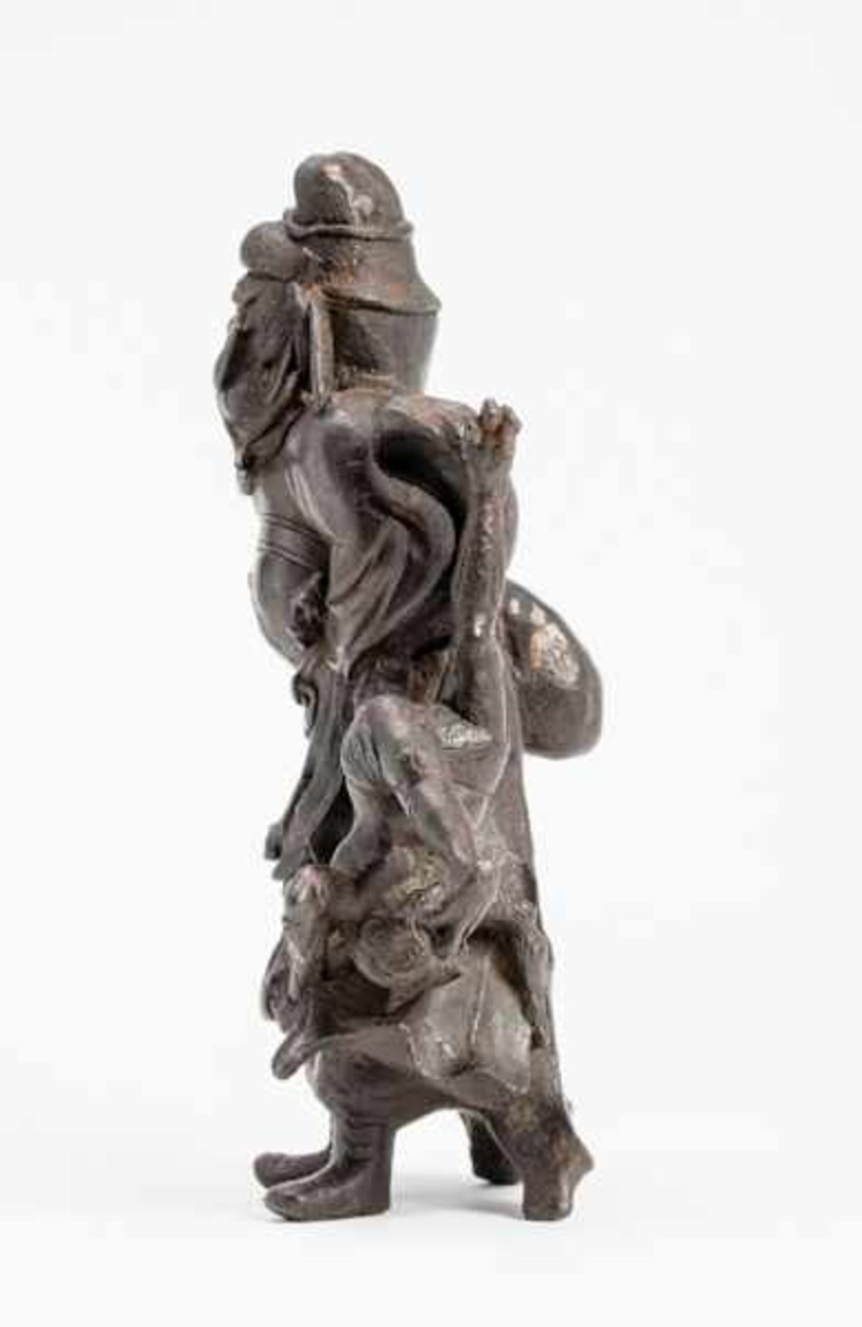 A SOLID IRON ‘OKIMONO ’ FIGURE OF A SHOKI AND ONI Iron. Japan, Edo period 17th centuryAn old - Image 4 of 8