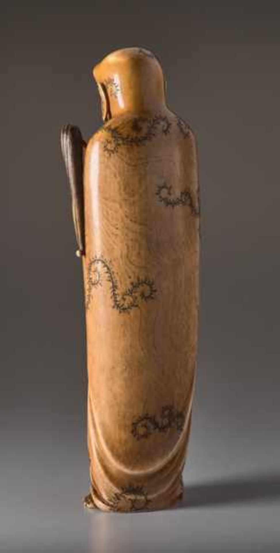 AN IVORY OKIMONO BY KYOCHI OF DARUMA Ivory okimono. Japan, Meiji periodThe famous father of Zen - Image 4 of 5