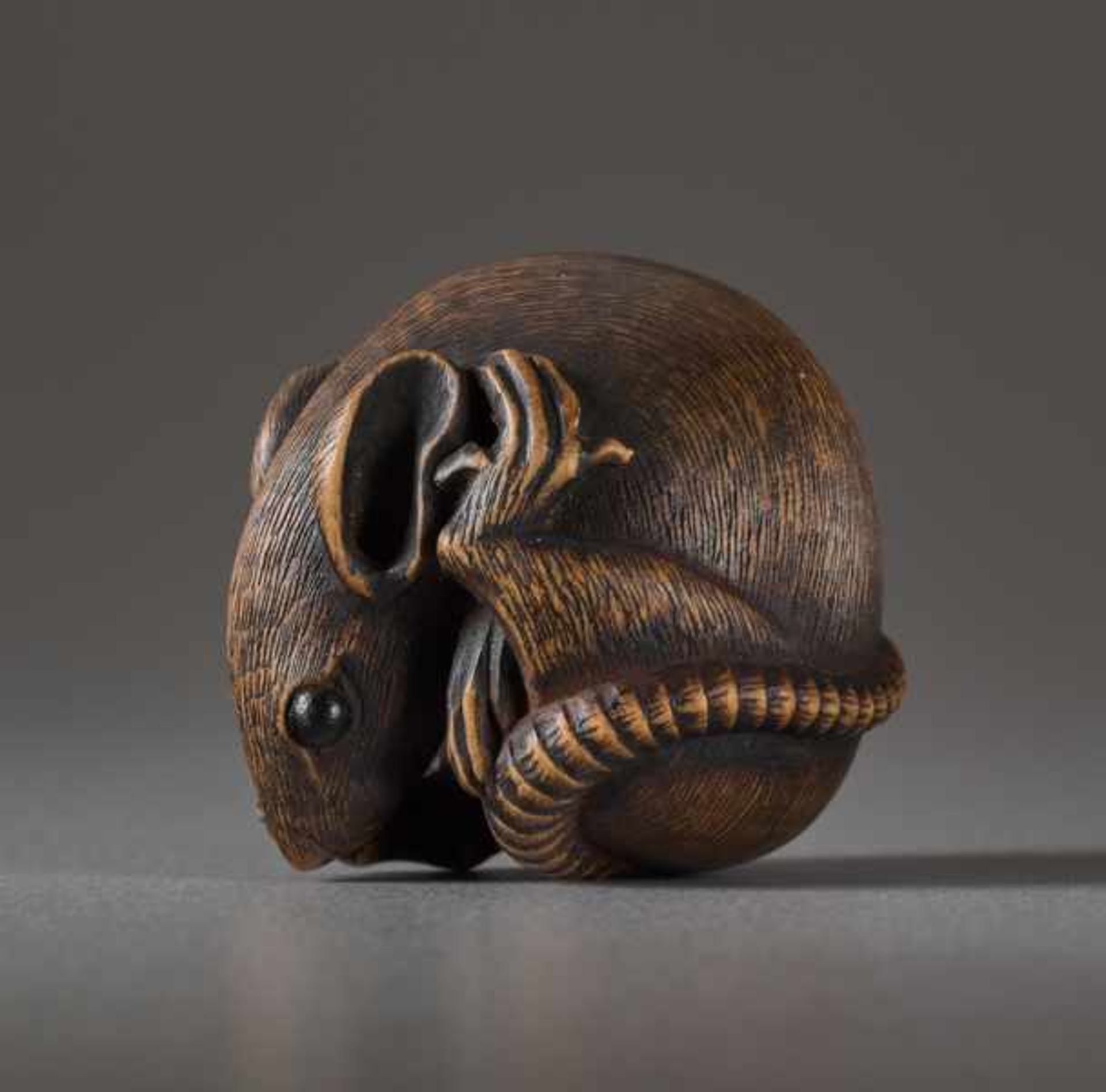 A WOOD NETSUKE BY MASANAO OF A RAT Wood netsuke. Japan, 19th centuryThe famous ‘Masanao rat’ has - Image 3 of 5