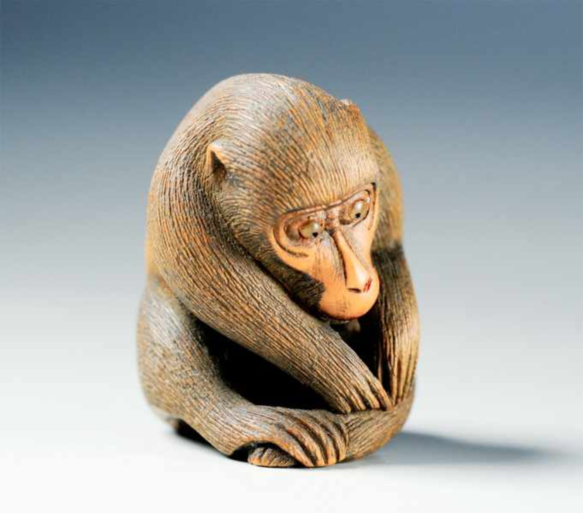 MONKEY BY KOICHI Wood netsuke. Japan, 19th centuryIn this masterfully crafted netsuke, the - Image 2 of 5