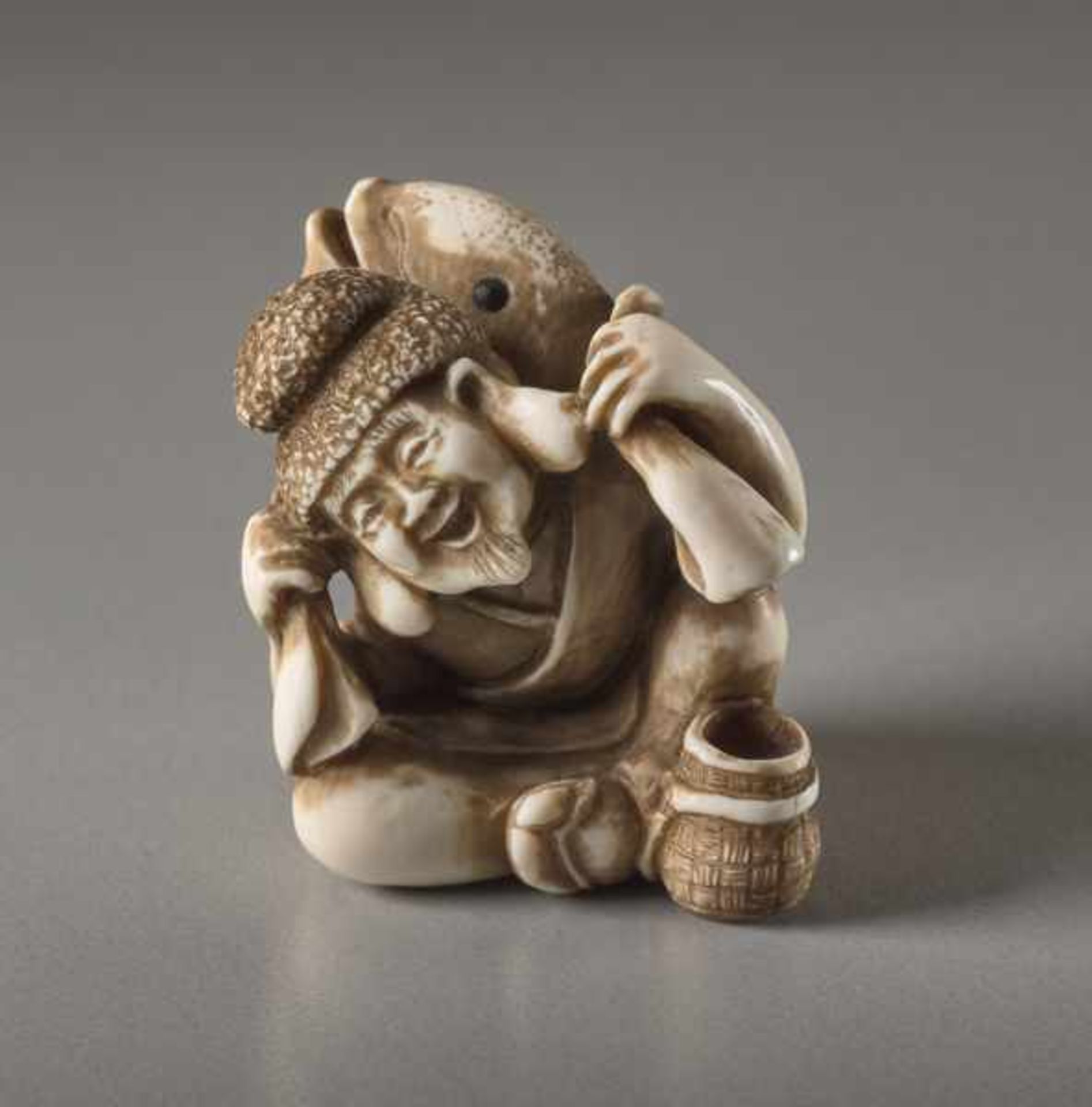 A SET OF SHICHI FUKUJIN MAMMOTH IVORY NETSUKE BY ALEXANDER DERKACHENKO Mammoth ivory netsuke. Japan, - Image 4 of 7