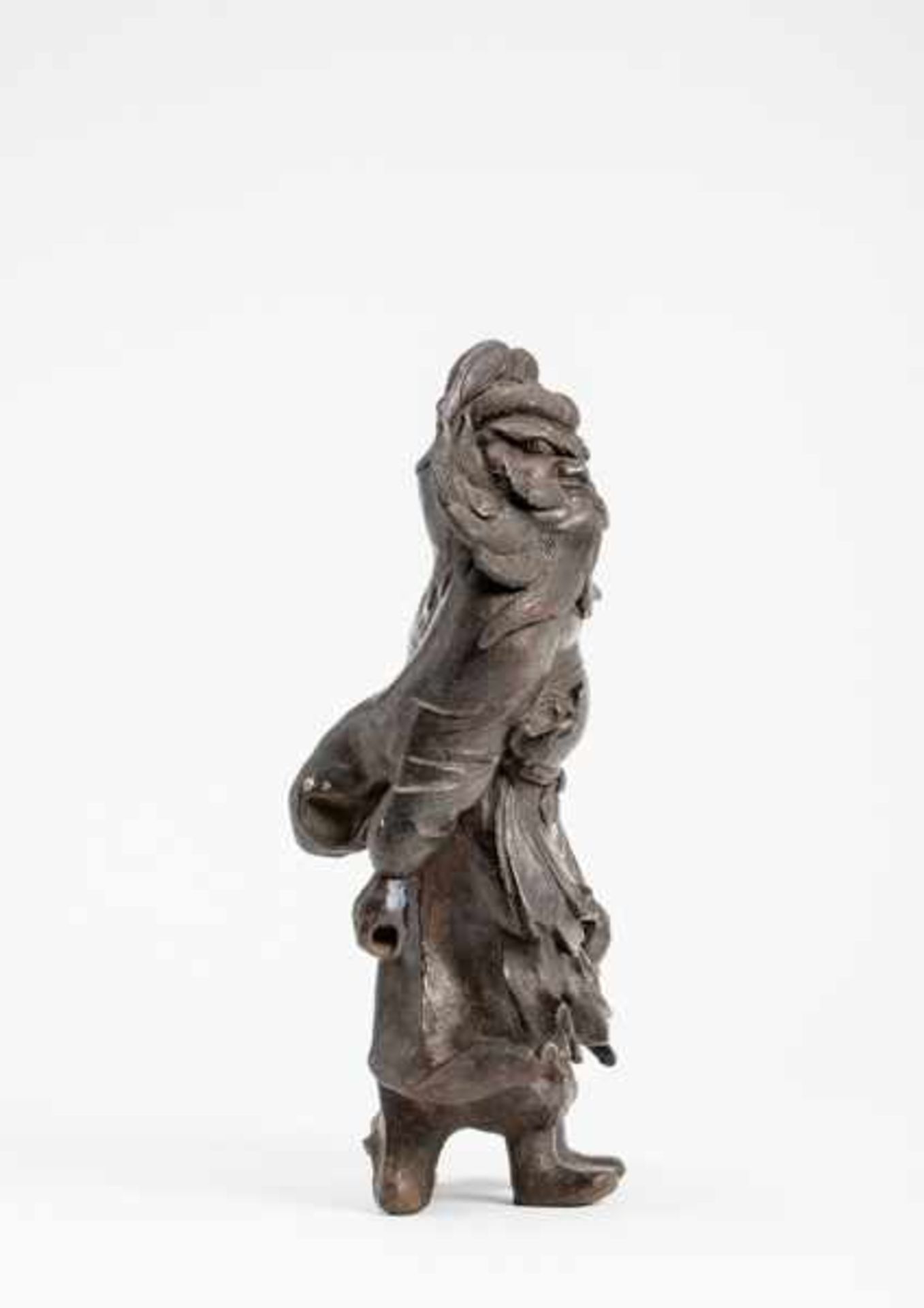 A SOLID IRON ‘OKIMONO ’ FIGURE OF A SHOKI AND ONI Iron. Japan, Edo period 17th centuryAn old - Image 6 of 8