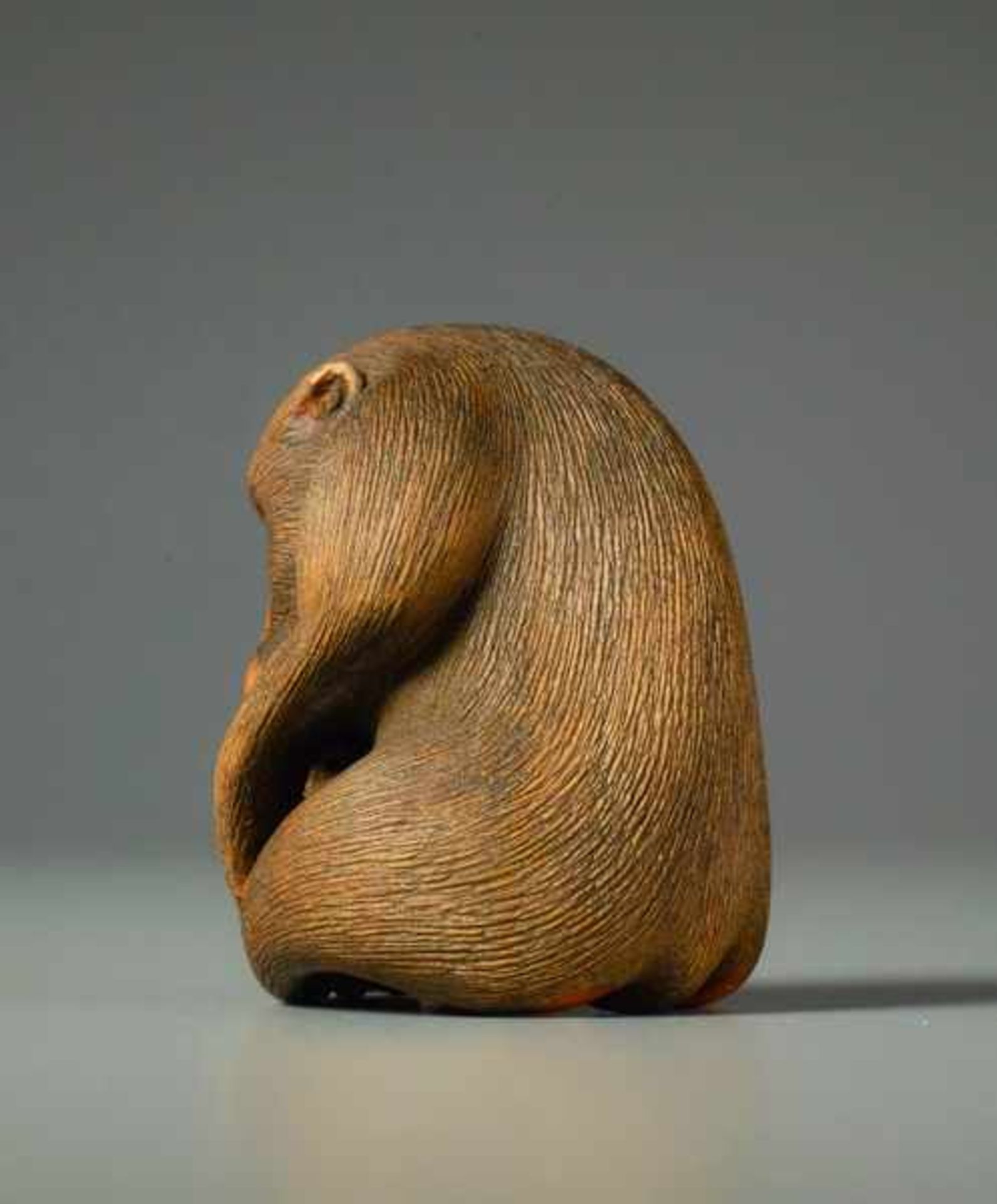 MONKEY BY KOICHI Wood netsuke. Japan, 19th centuryIn this masterfully crafted netsuke, the - Image 3 of 5