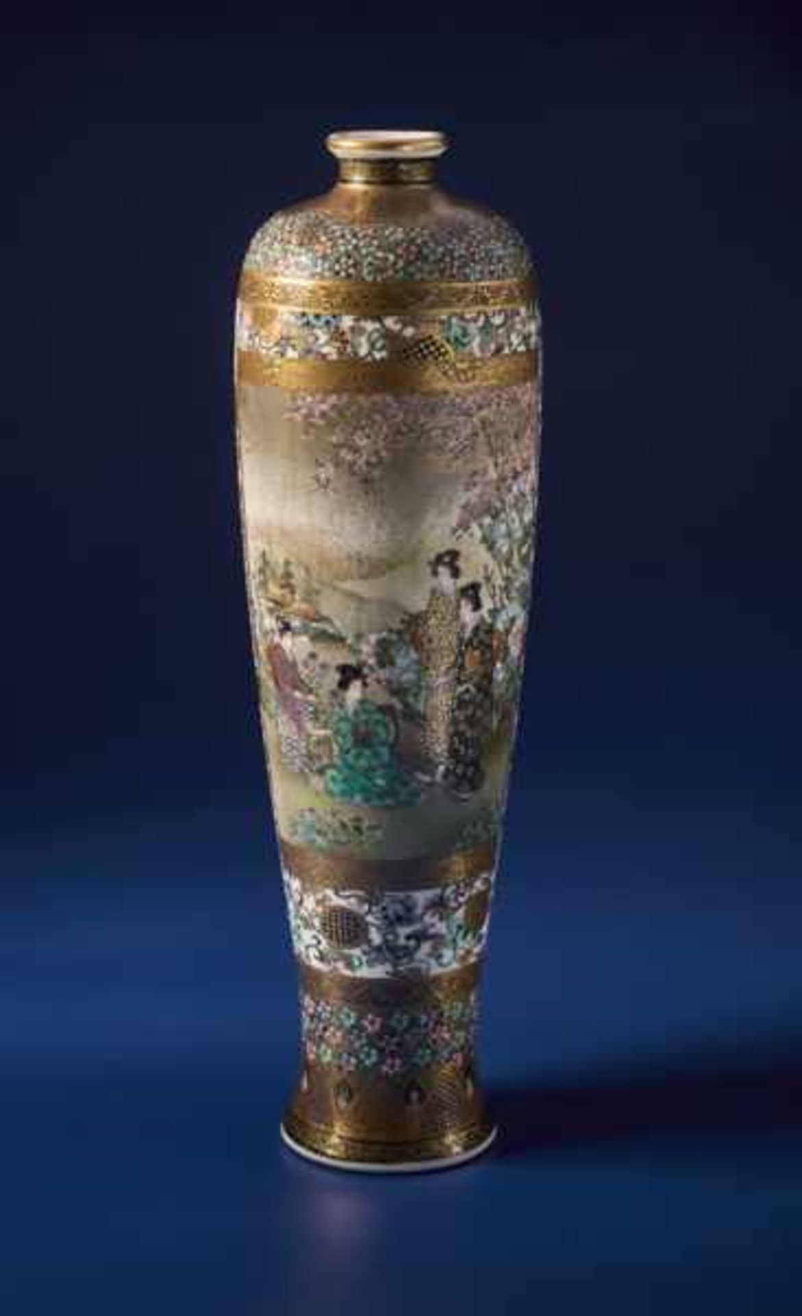 AN ELEGANT SATSUMA VASE BY YUZAN Glazed ceramic with paint and gold. Japan, Meiji periodAll