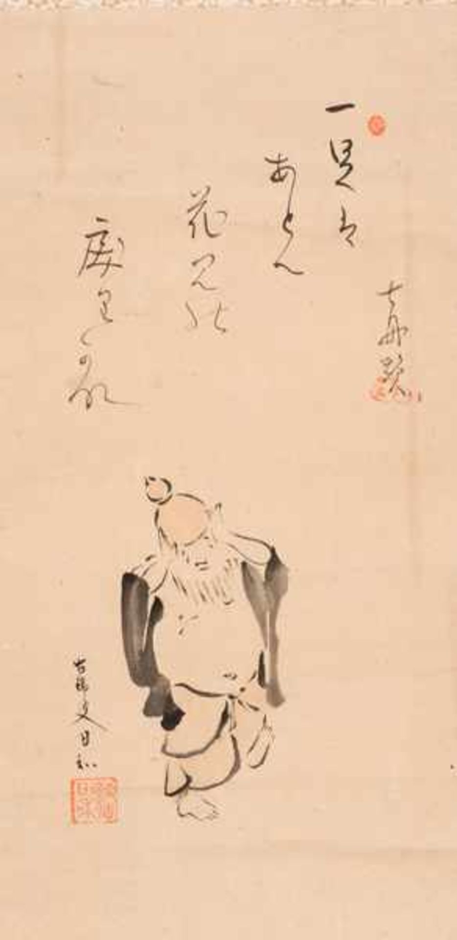 A TATEMONO OF A MAN DRUNK ON SAKE Tatemono painting with ink on paper. Japan, 19th centuryThis