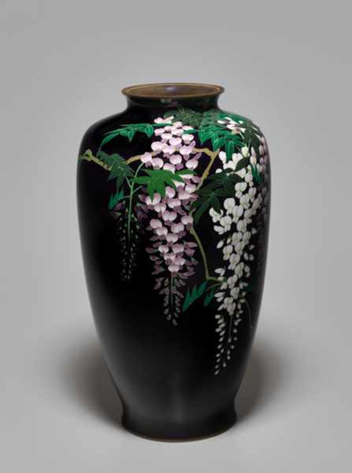 A CLOISONNÉ VASE WITH FUJI BLOSSOMS Colored enamel cloisonné. Japan, Meiji periodA relatively - Image 4 of 6