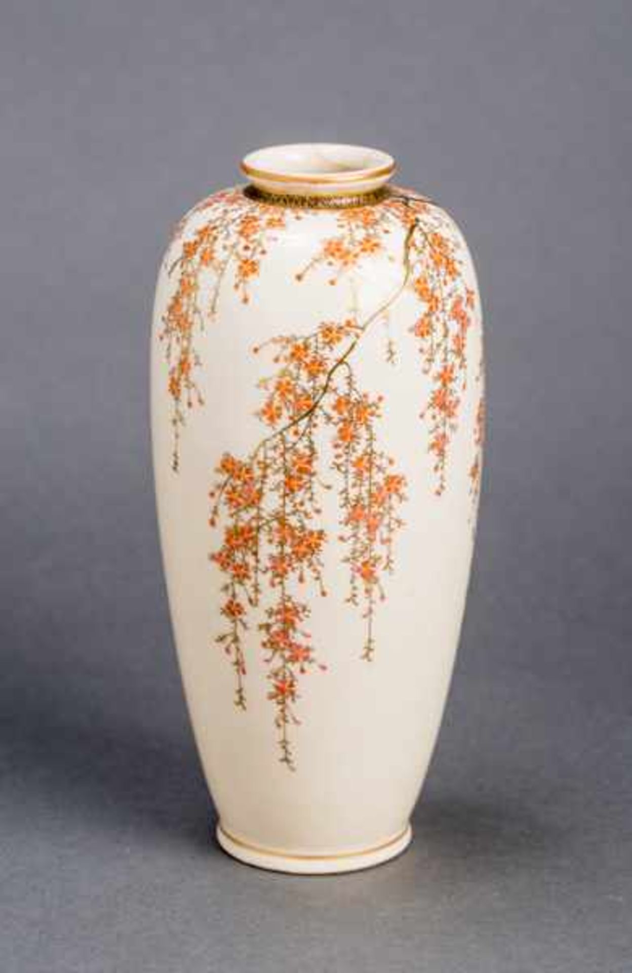 SENRITSU (?): SATSUMA VASE WITH BLOSSOMING FIELD Glazed ceramic with paint and gold. Japan, Meiji - Image 2 of 5