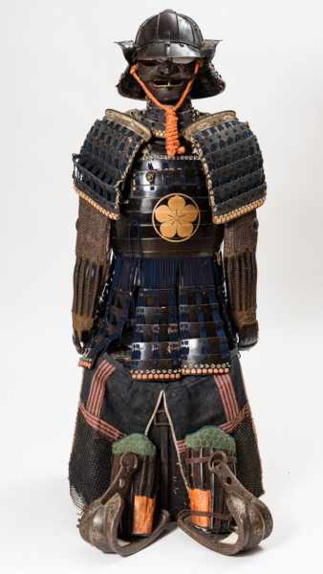 A SAMURAI ARMOUR WITH HELMET Iron, leather, alloys, fabric and diverse materials. Japan, Edo